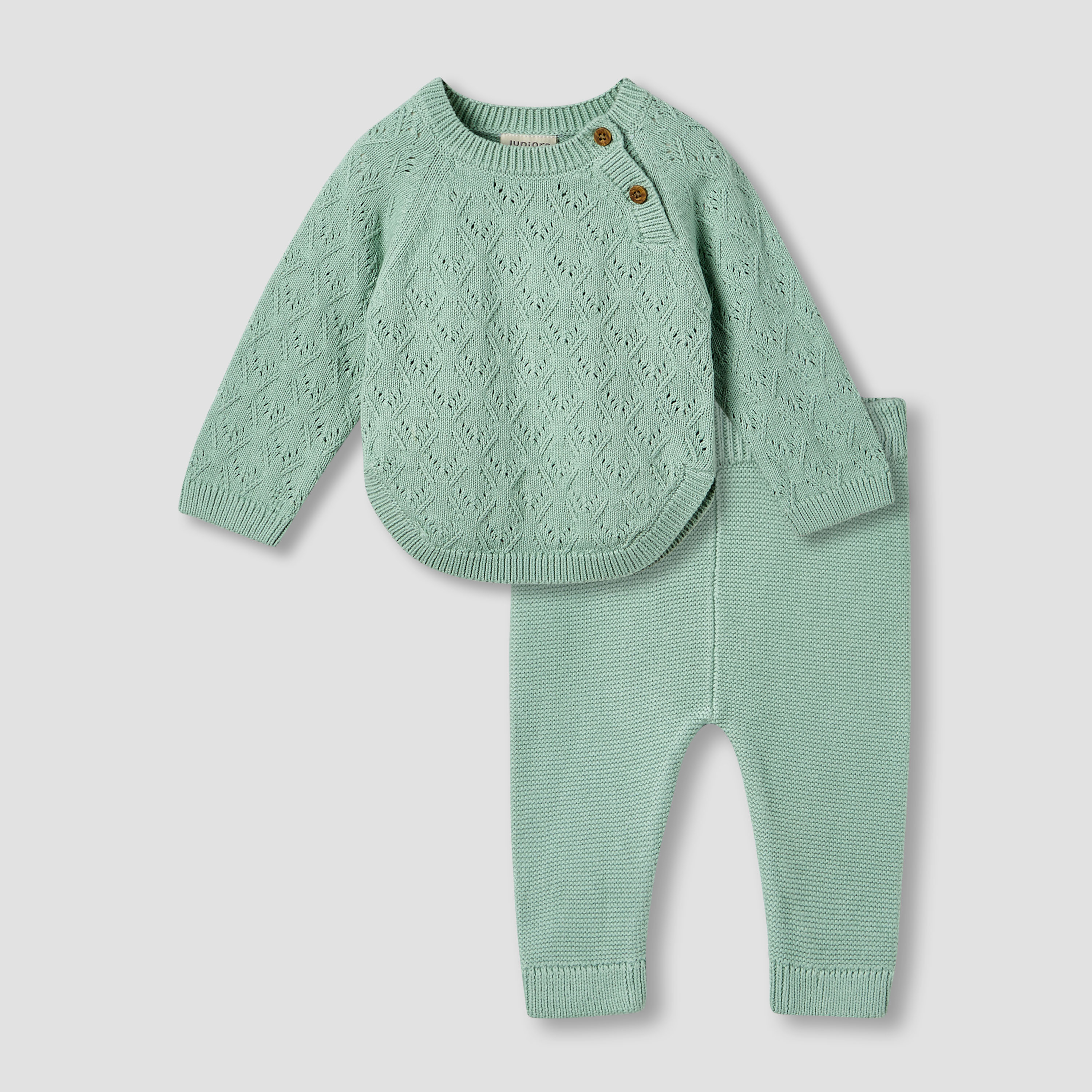 Juniors Cotton Crew Neck Long Sleeves Pyjama Set with Knit Texture-baby-girls-clothing-winterwear-pyjamasets-image-1