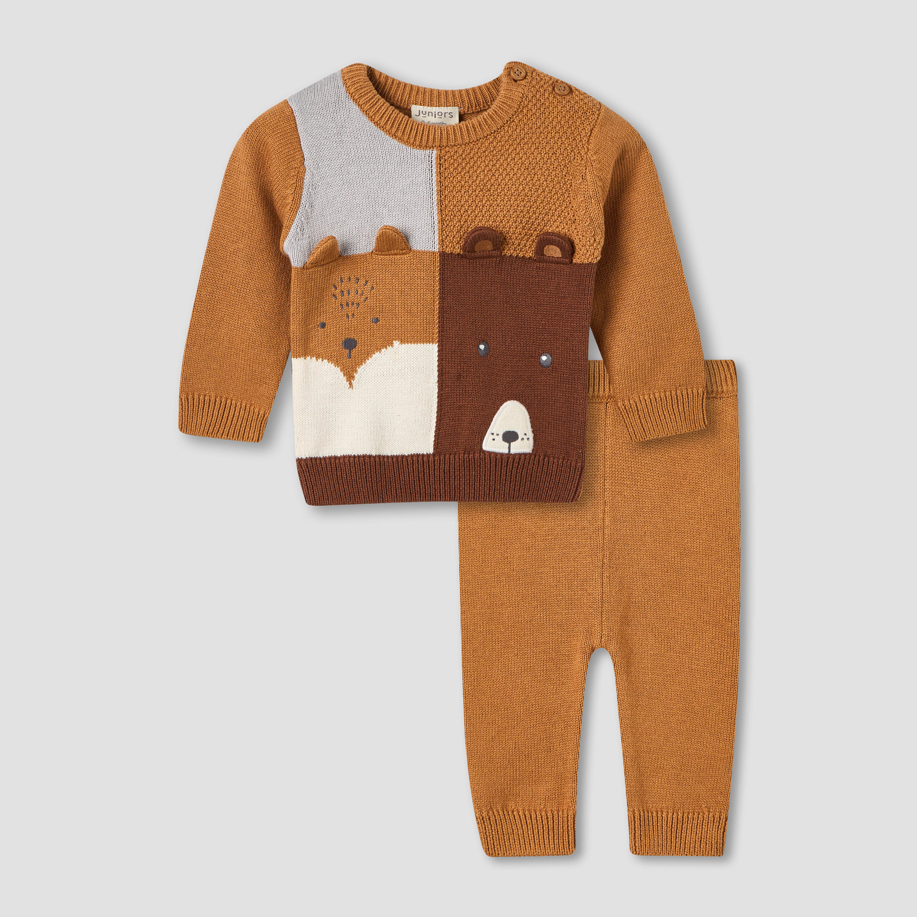 Juniors Cotton Crew Neck Long Sleeve Pyjama Set with Button Closure-baby-boys-clothing-winterwear-setsandcoords-image-1