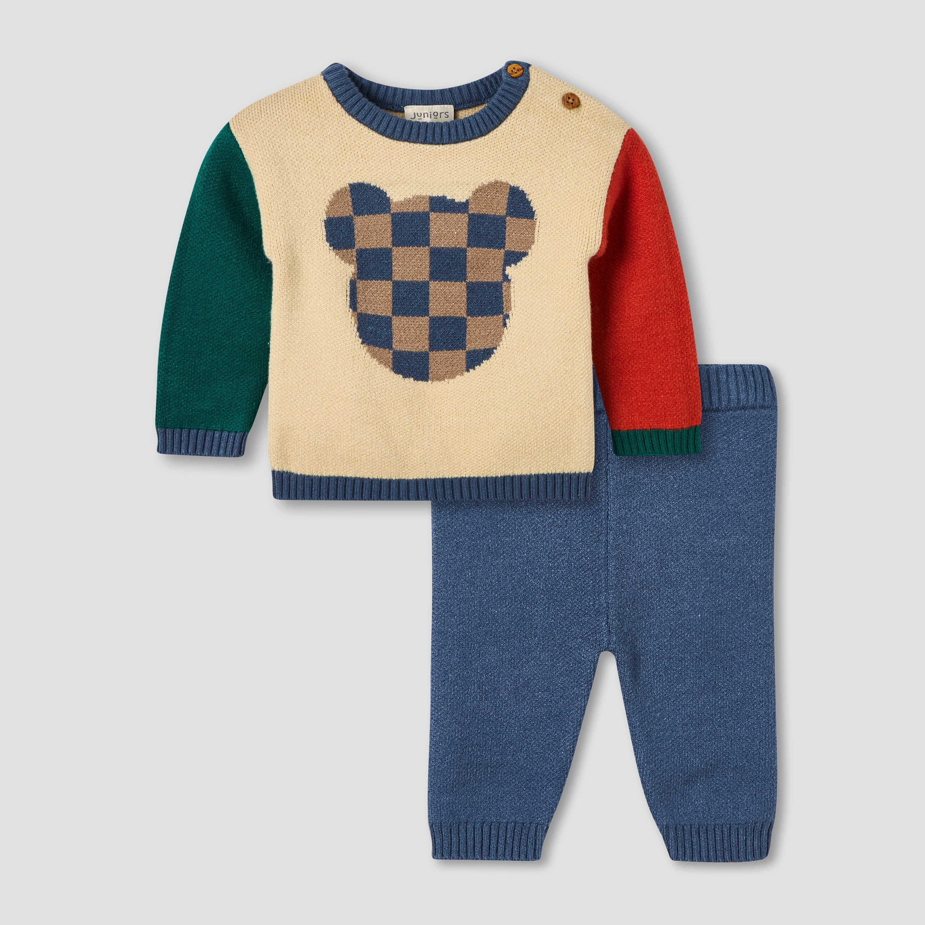 Juniors Crew Neck Long Sleeve Pyjama Set with Button Closure-baby-boys-clothing-winterwear-setsandcoords-image-1