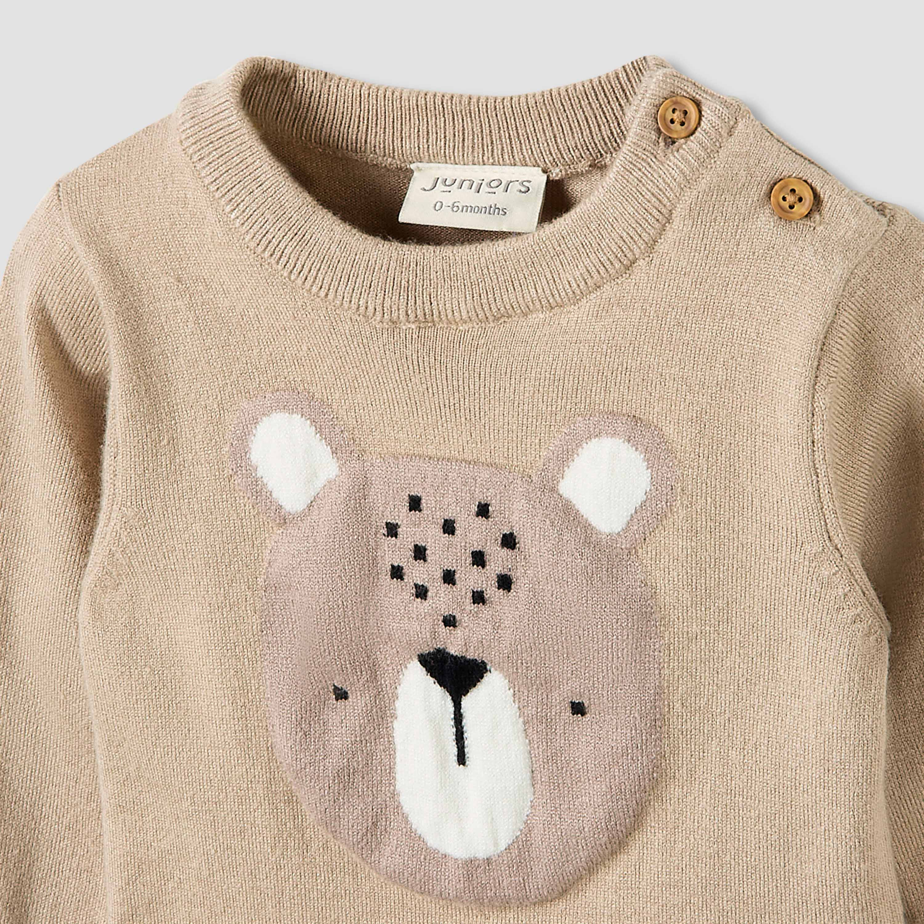 Juniors Pyjama Set with Bear Print - Long Sleeves - Round Neck-baby-boys-clothing-winterwear-setsandcoords-image-4