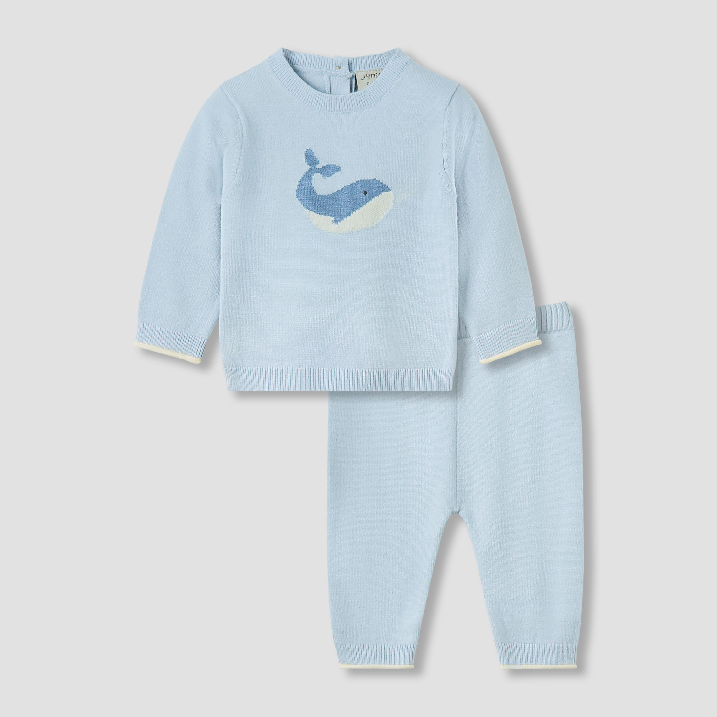 Juniors Pyjama Set with Whale Knit Texture - Long Sleeves-baby-boys-clothing-winterwear-setsandcoords-image-1