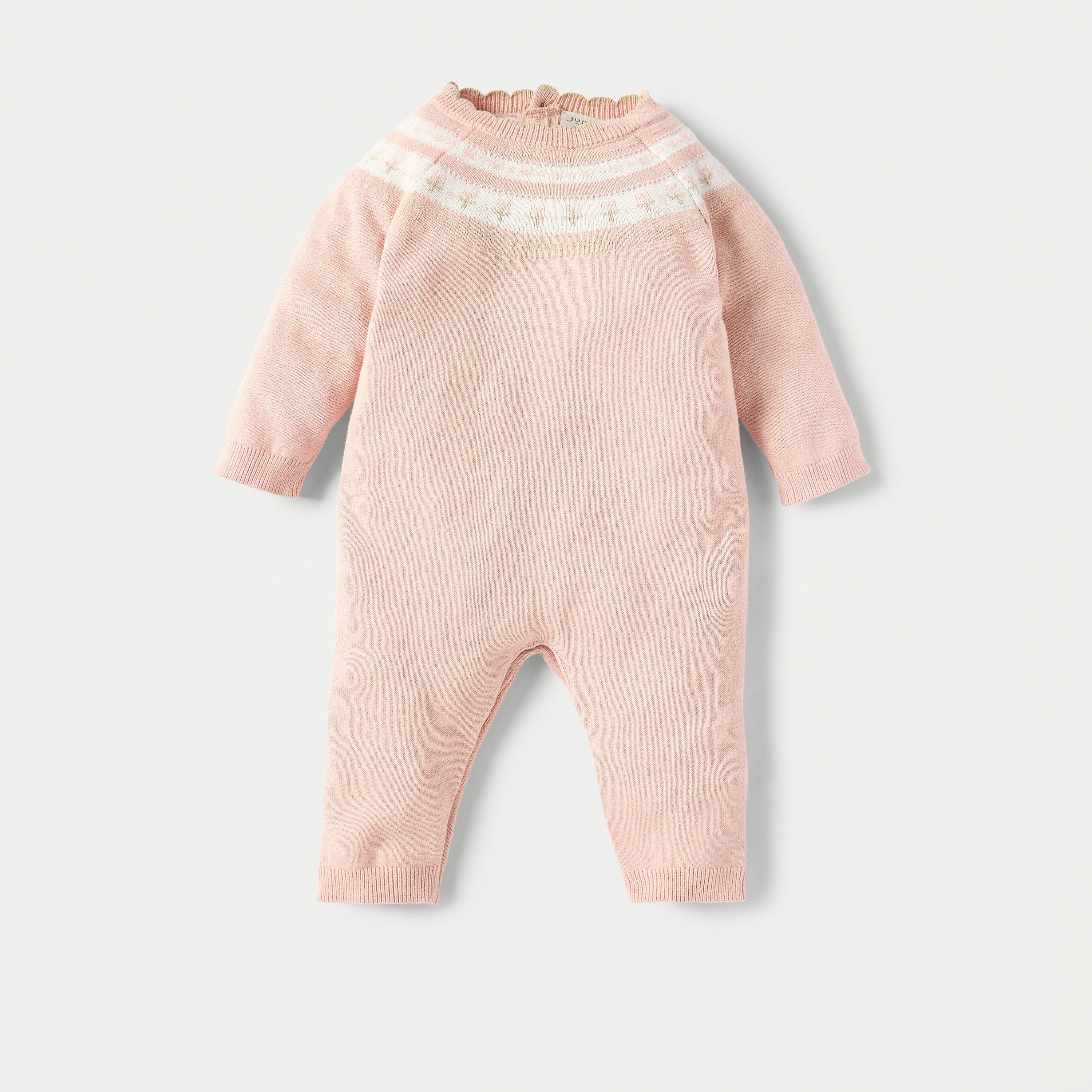 Juniors Textured Sleepsuit with Long Sleeves and Button Closure-baby-girls-clothing-nightwear-sleepsuits-image-1
