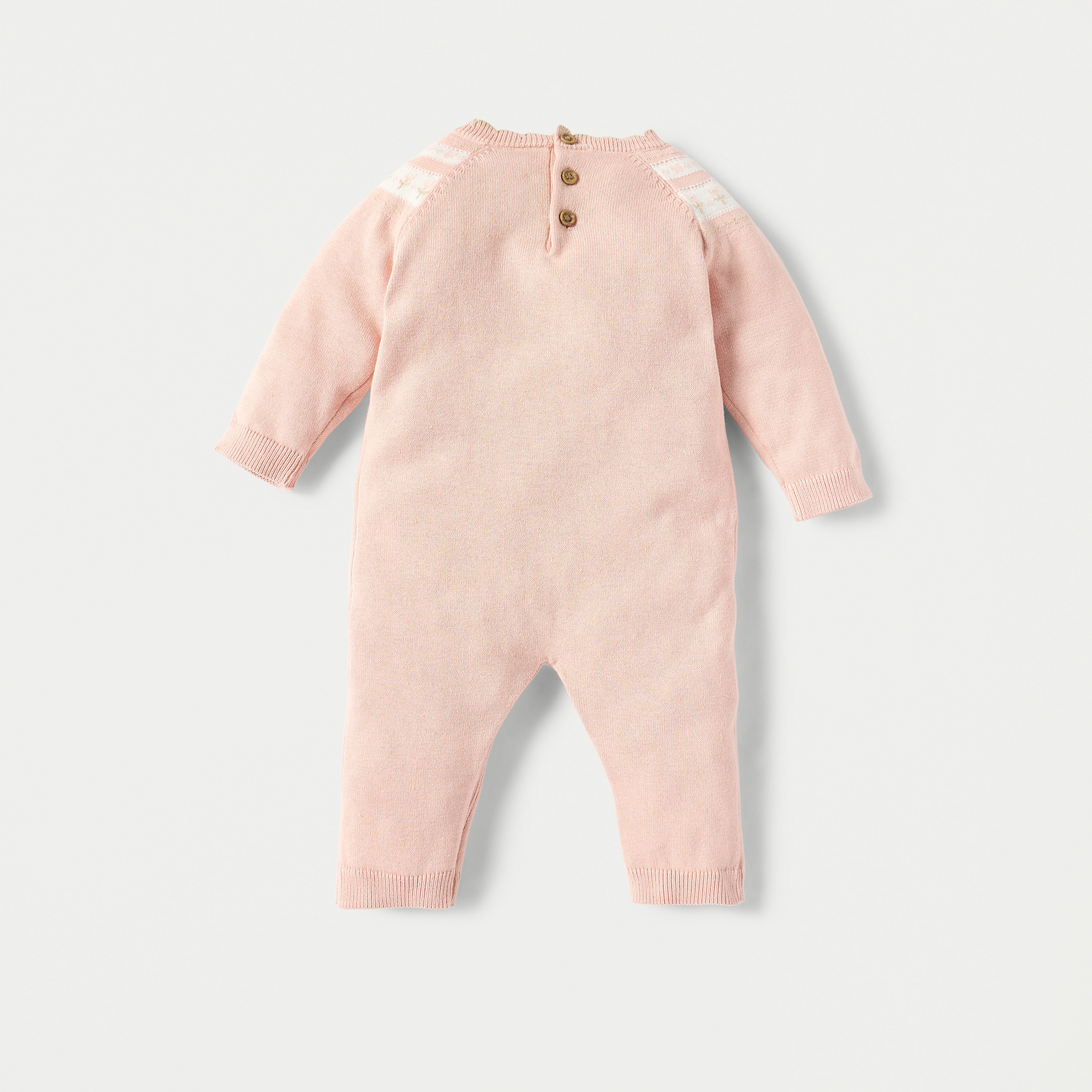 Juniors Textured Sleepsuit with Long Sleeves and Button Closure-baby-girls-clothing-nightwear-sleepsuits-image-2
