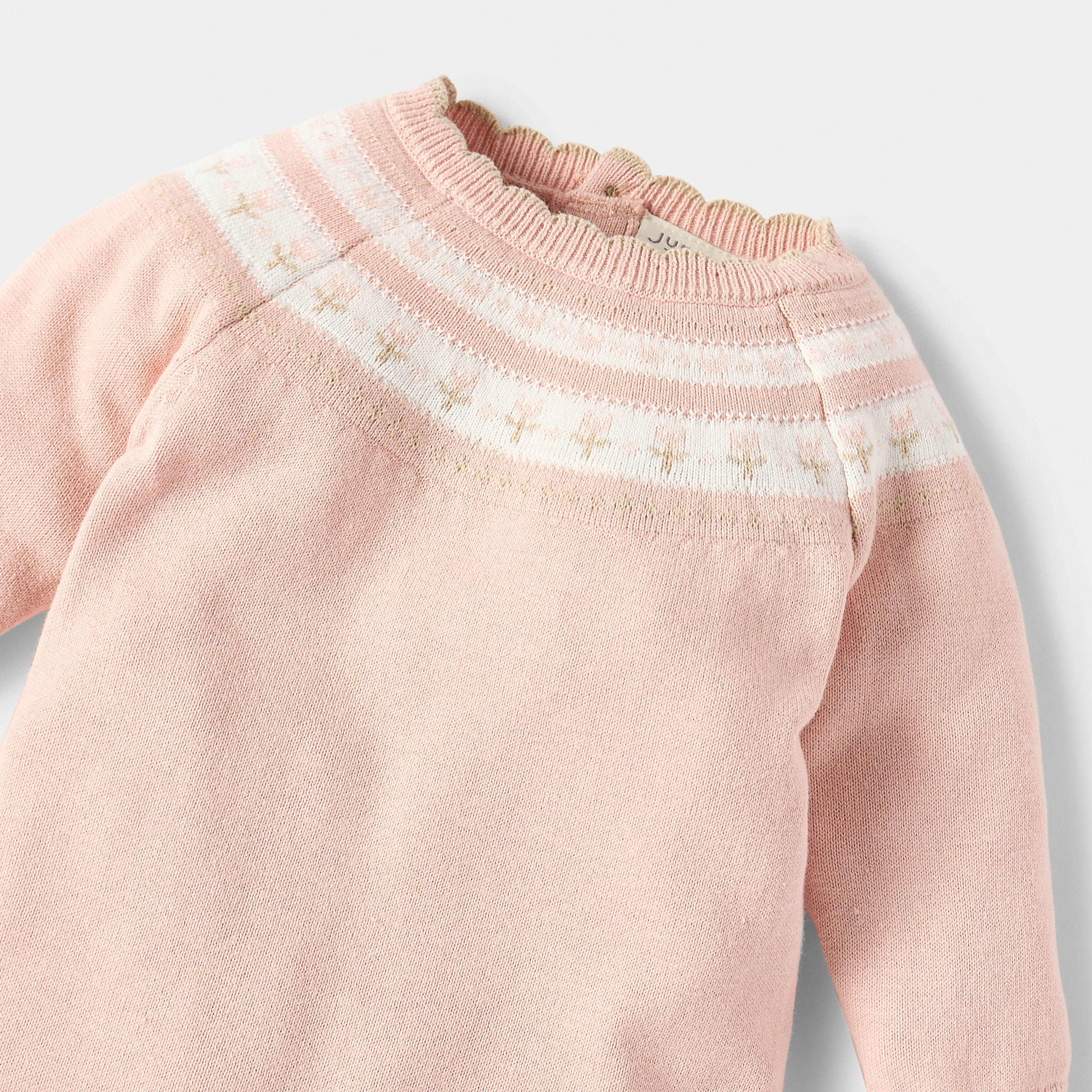 Juniors Textured Sleepsuit with Long Sleeves and Button Closure-baby-girls-clothing-nightwear-sleepsuits-image-3