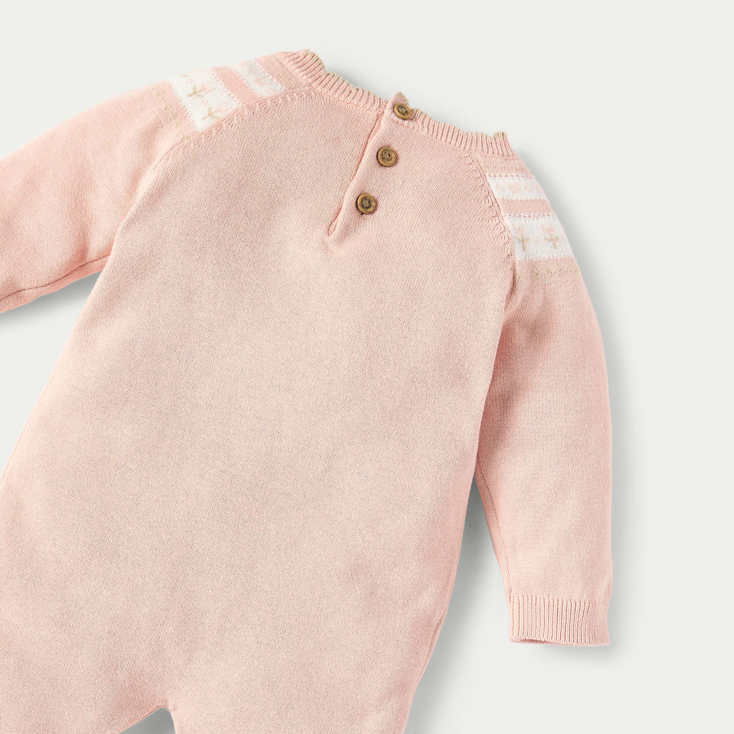 Juniors Textured Sleepsuit with Long Sleeves and Button Closure-baby-girls-clothing-nightwear-sleepsuits-image-4