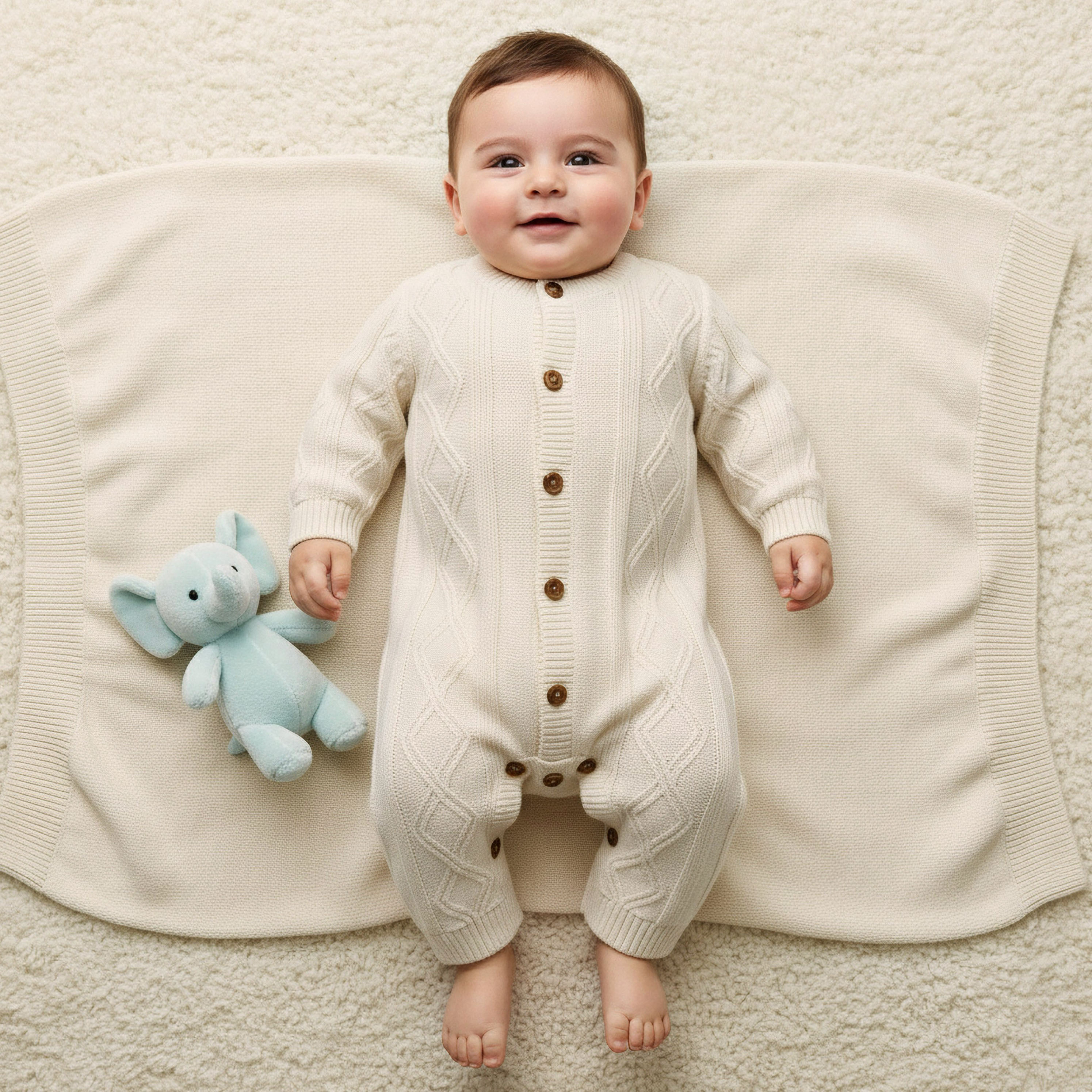Juniors Cotton Round Neck Long Sleeves Sleepsuit with Knit Texture-baby-boys-clothing-winterwear-sleepsuits-image-2