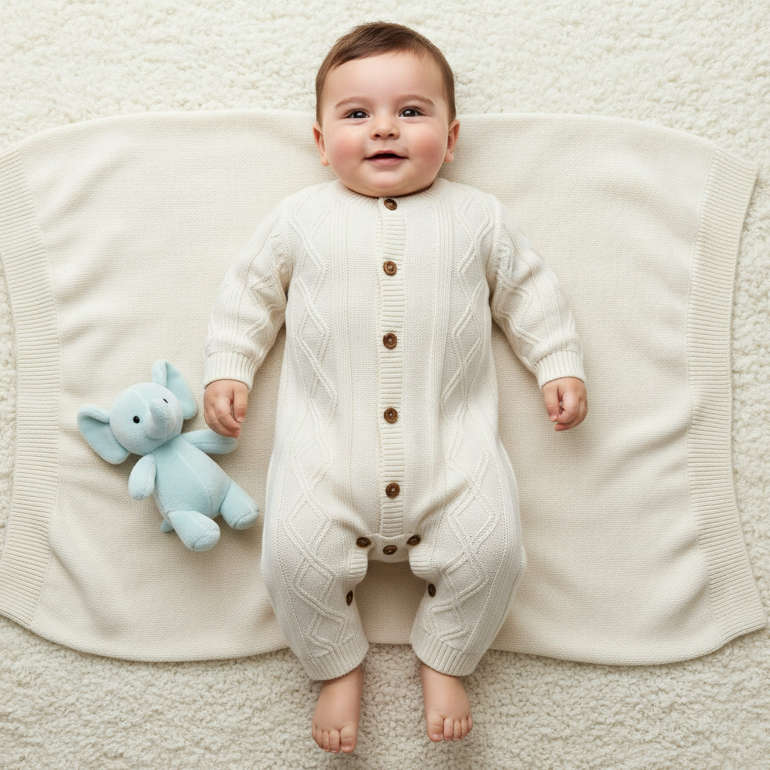 Juniors Cotton Round Neck Long Sleeves Sleepsuit with Knit Texture-baby-boys-clothing-winterwear-sleepsuits-image-1