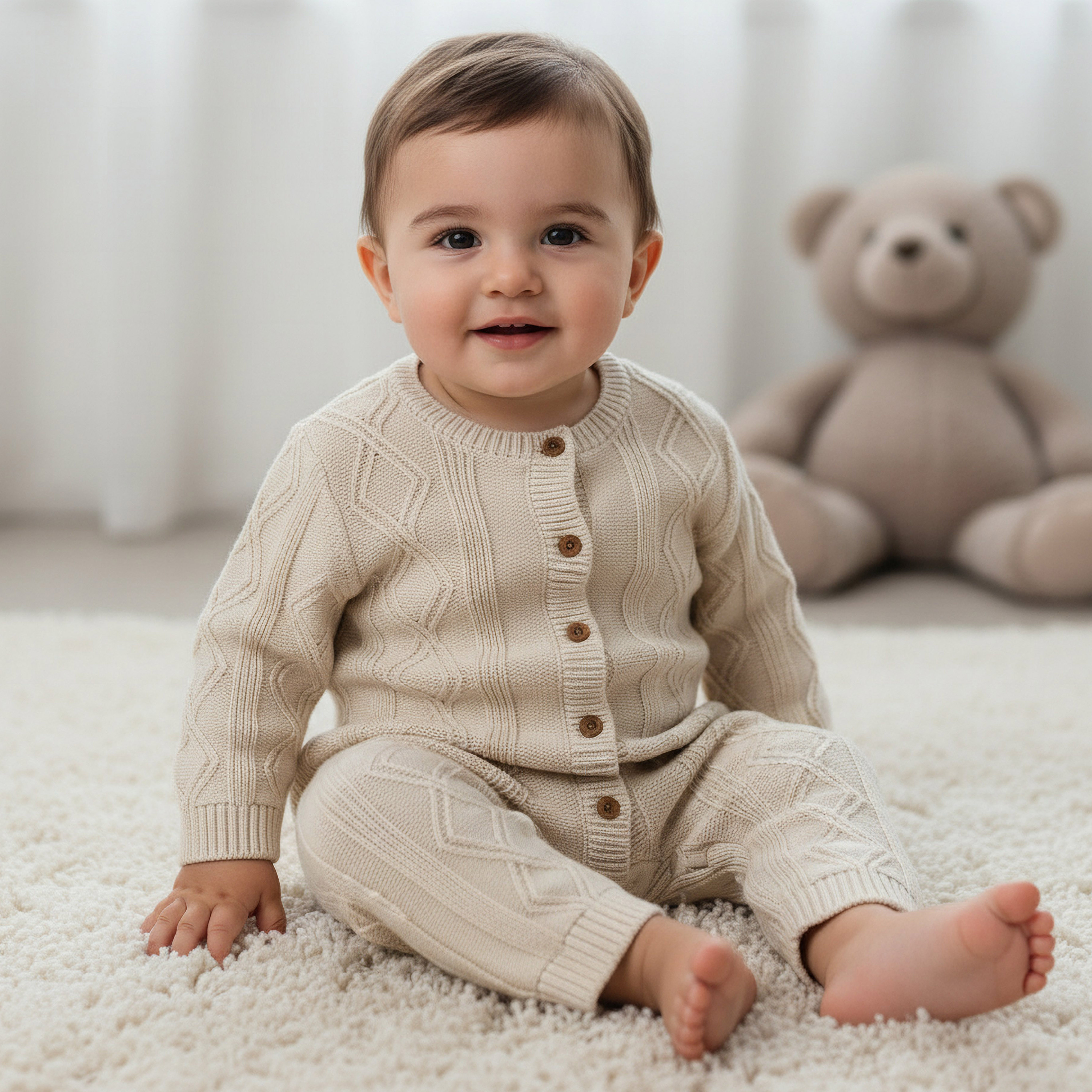 Juniors Cotton Round Neck Long Sleeves Sleepsuit with Knit Texture-baby-boys-clothing-winterwear-sleepsuits-image-1
