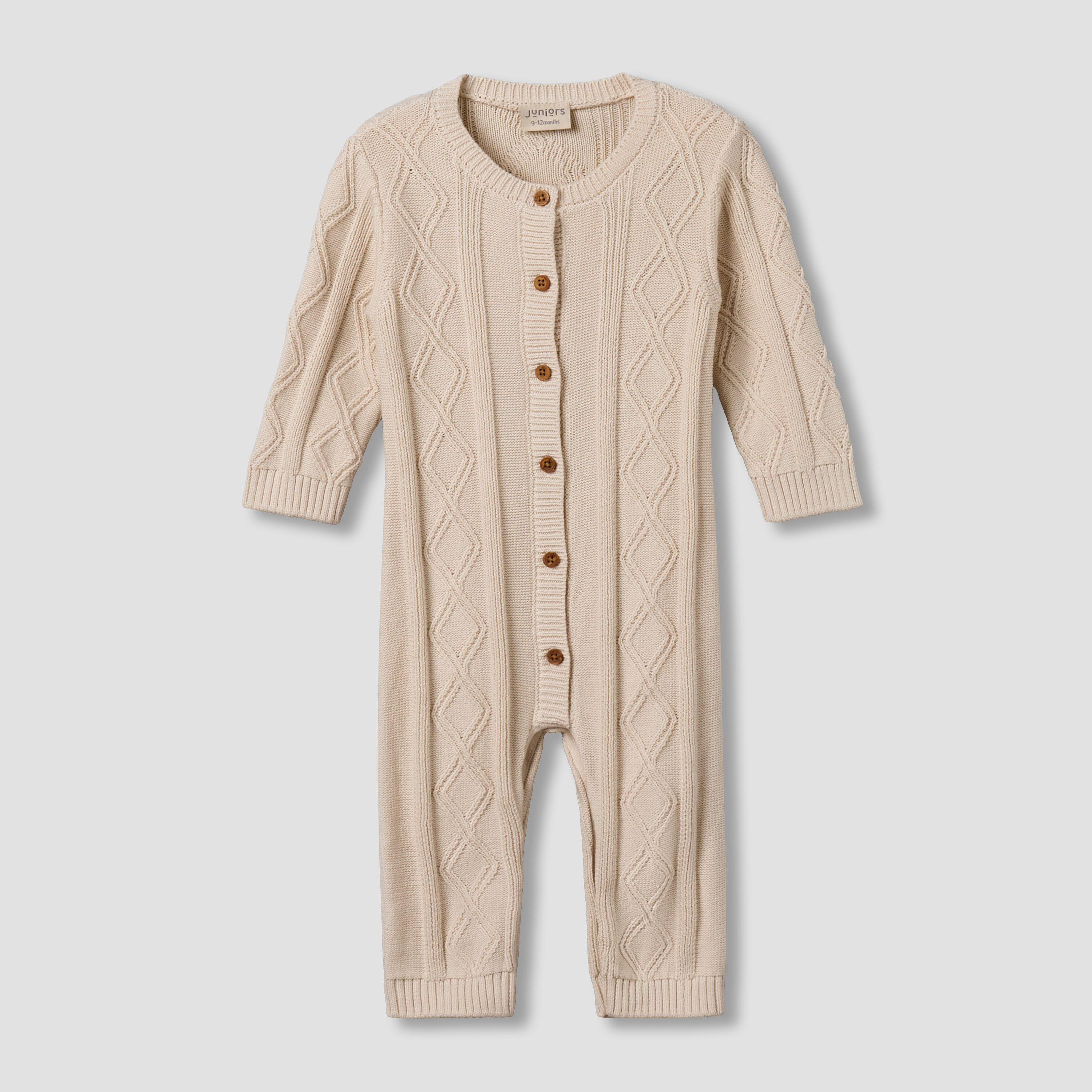 Juniors Cotton Round Neck Long Sleeves Sleepsuit with Knit Texture-baby-boys-clothing-winterwear-sleepsuits-image-2
