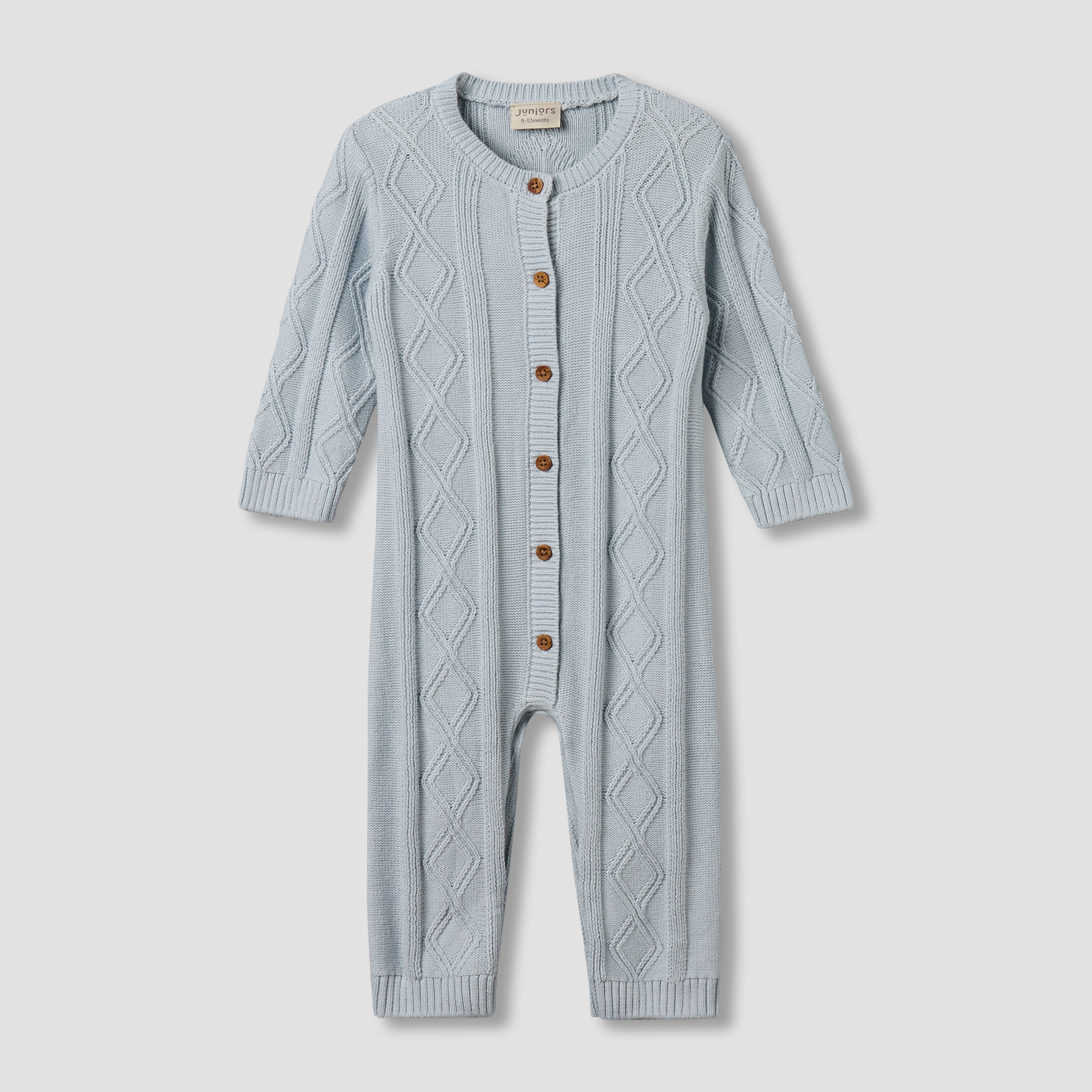 Juniors Cotton Round Neck Long Sleeves Sleepsuit with Knit Texture-baby-boys-clothing-winterwear-sleepsuits-image-2