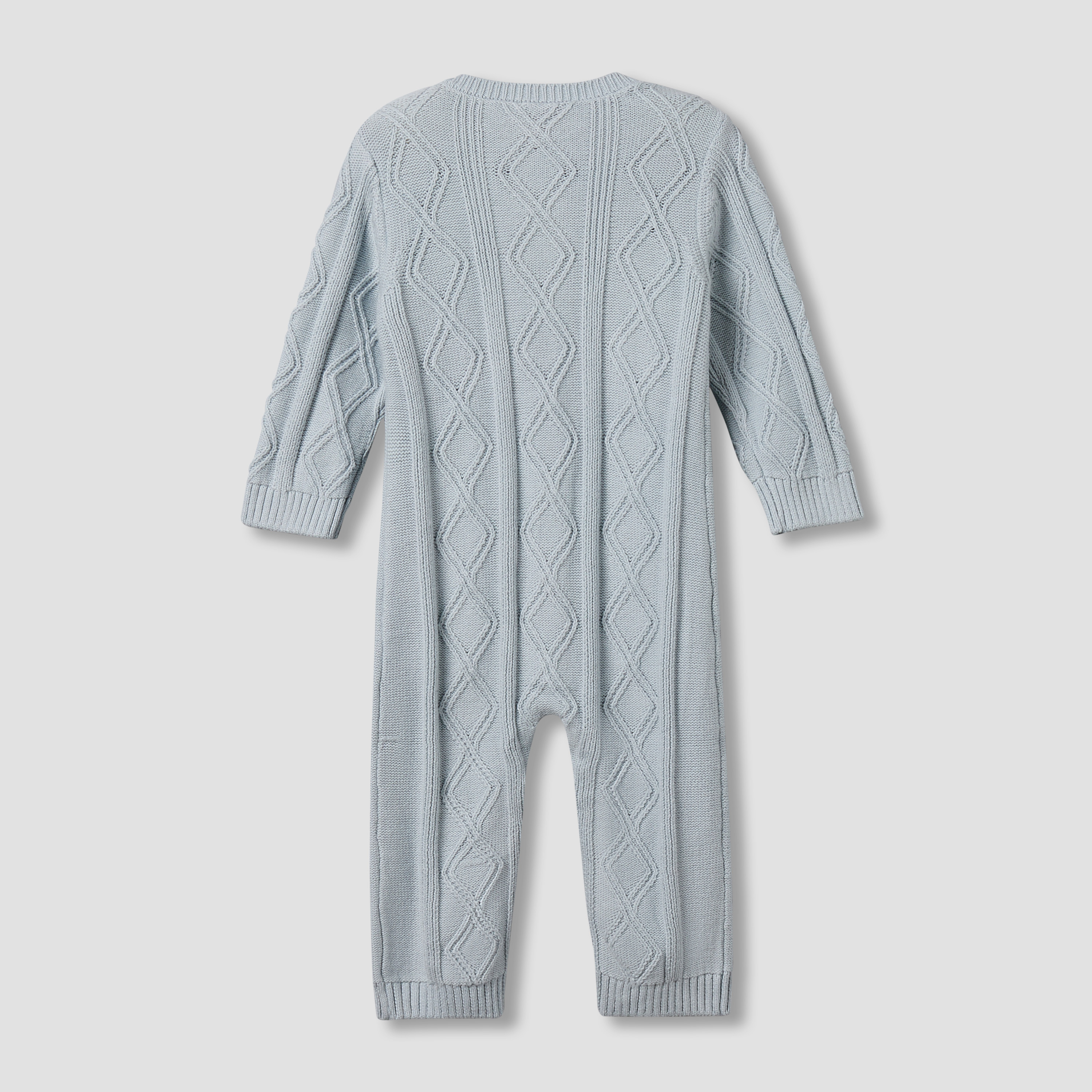 Juniors Cotton Round Neck Long Sleeves Sleepsuit with Knit Texture-baby-boys-clothing-winterwear-sleepsuits-image-3