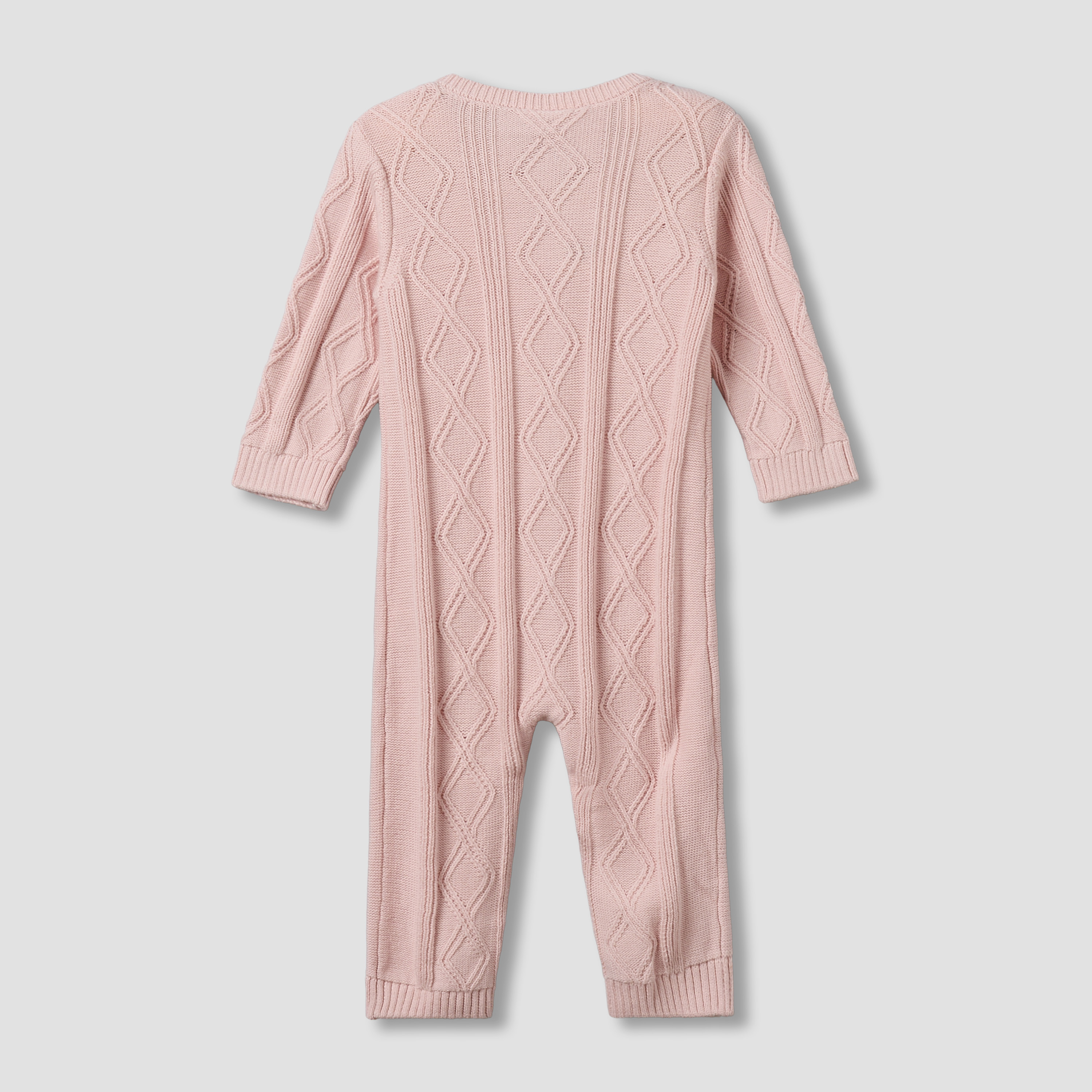 Juniors Cotton Crew Neck Long Sleeves Sleepsuit with Knit Texture-baby-girls-clothing-nightwear-sleepsuits-image-3