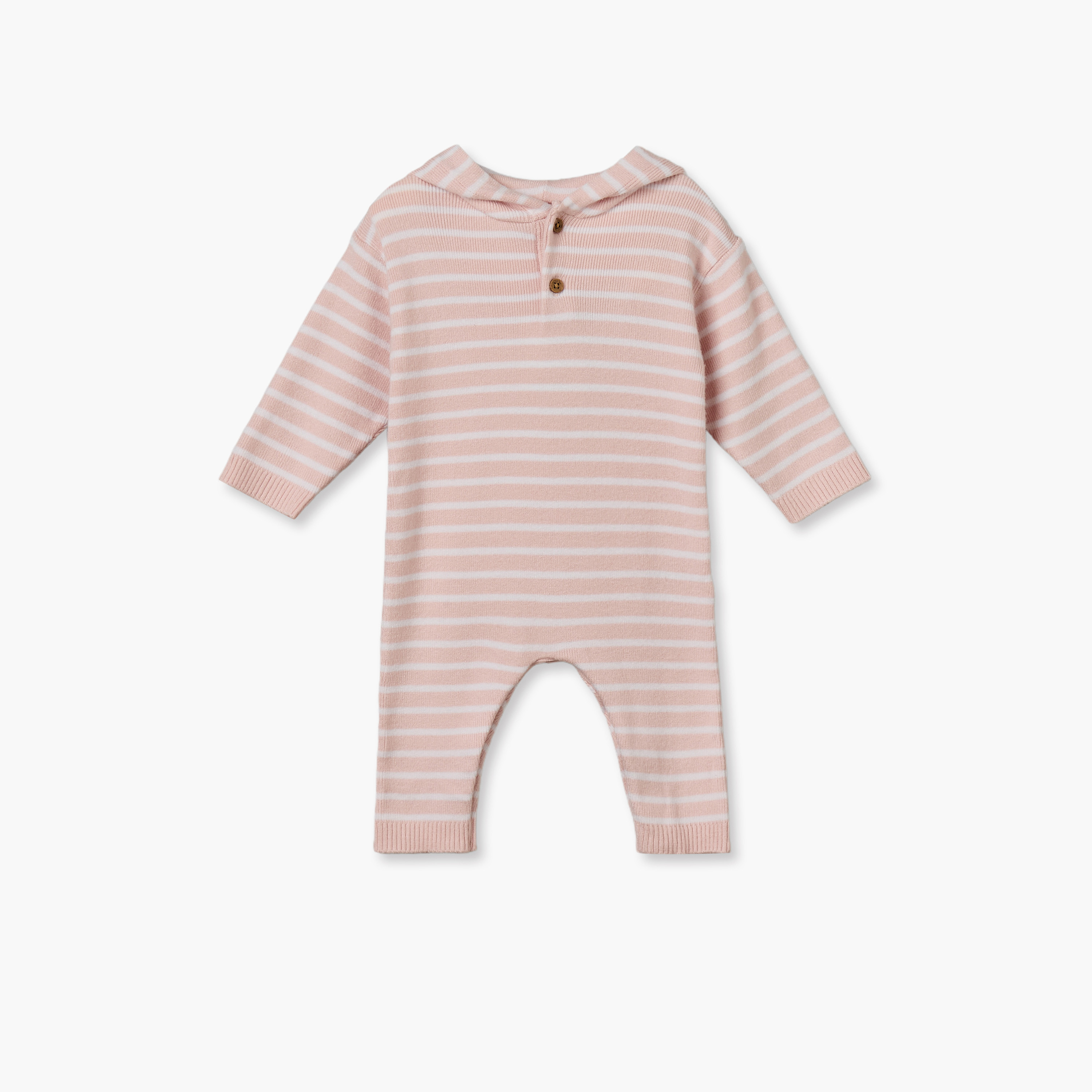 بدلة نوم قطن بقبعة وأكمام طويلة وأزرار إغلاق كباسة من جونيورز-baby-girls-clothing-nightwear-sleepsuits-image-1
