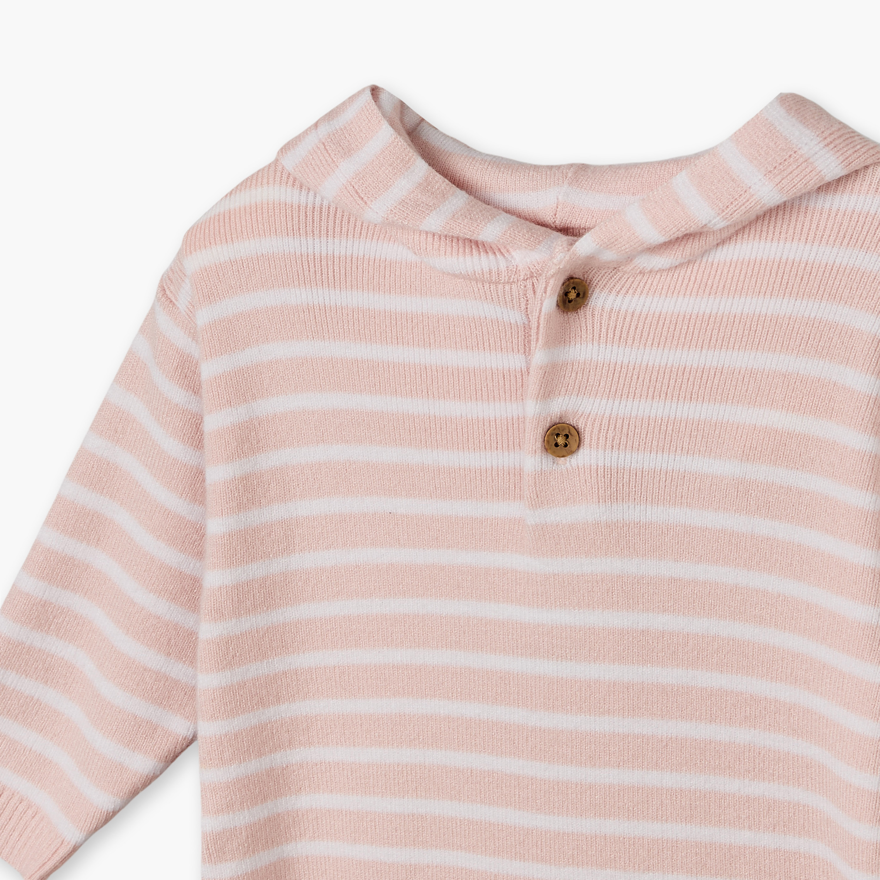 بدلة نوم قطن بقبعة وأكمام طويلة وأزرار إغلاق كباسة من جونيورز-baby-girls-clothing-nightwear-sleepsuits-image-3