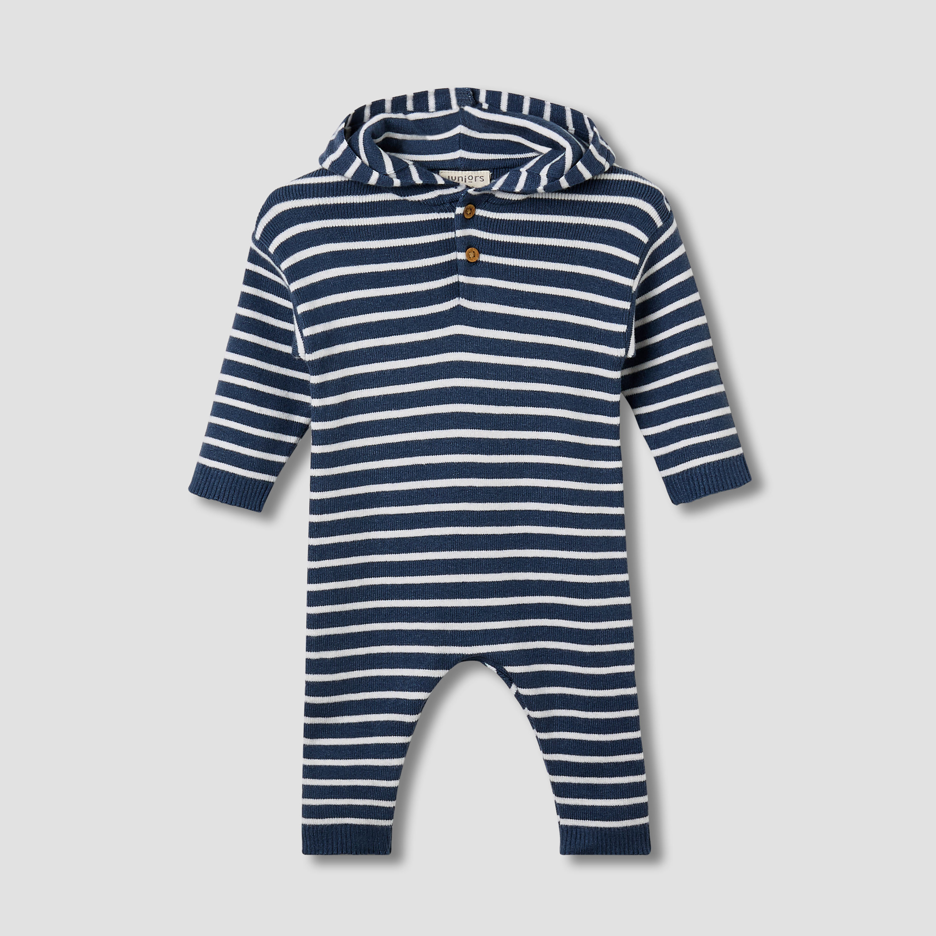 Juniors Hooded Sleepsuit with Stripes - Cotton - Long Sleeves-baby-boys-clothing-winterwear-sleepsuits-image-1