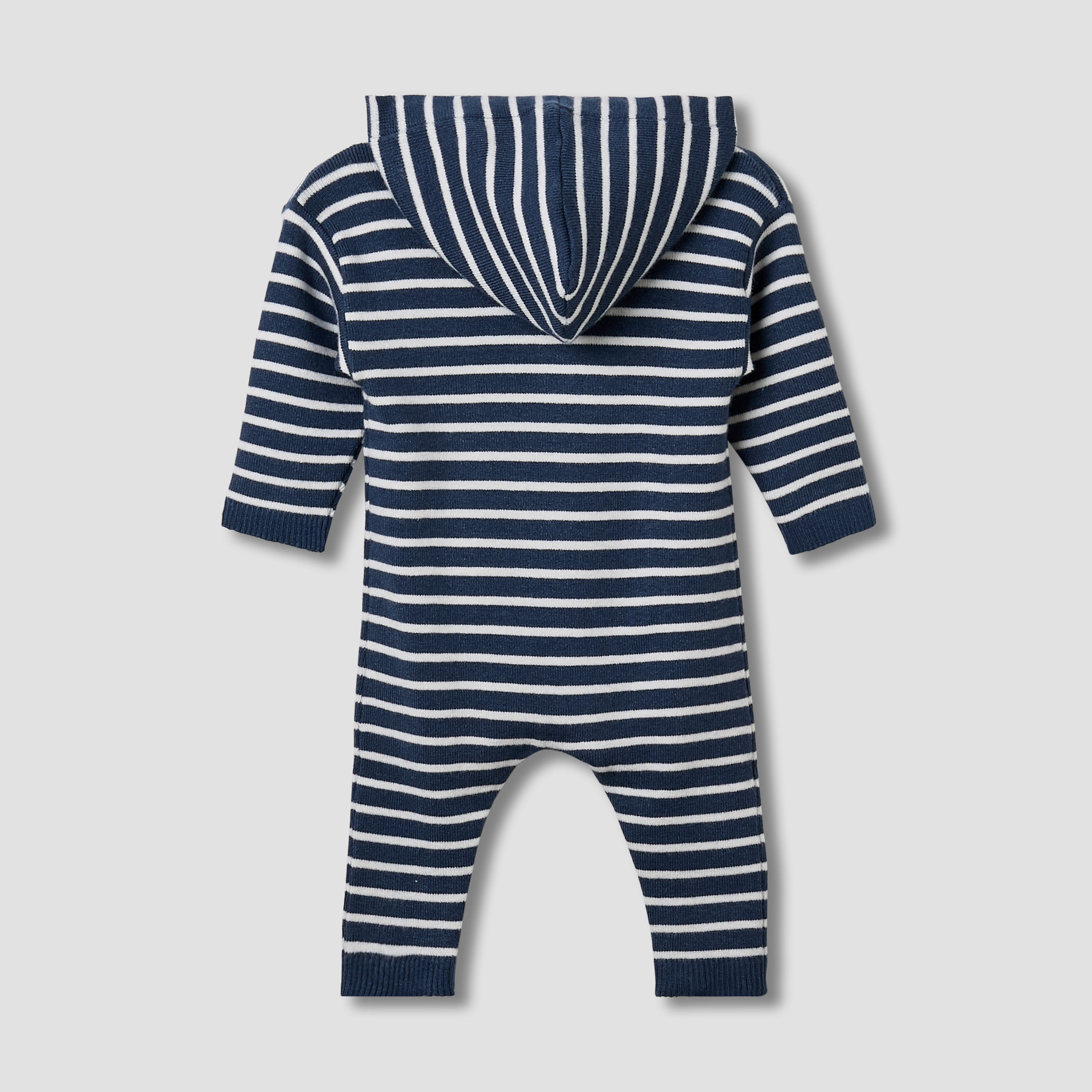 Juniors Hooded Sleepsuit with Stripes - Cotton - Long Sleeves-baby-boys-clothing-winterwear-sleepsuits-image-2