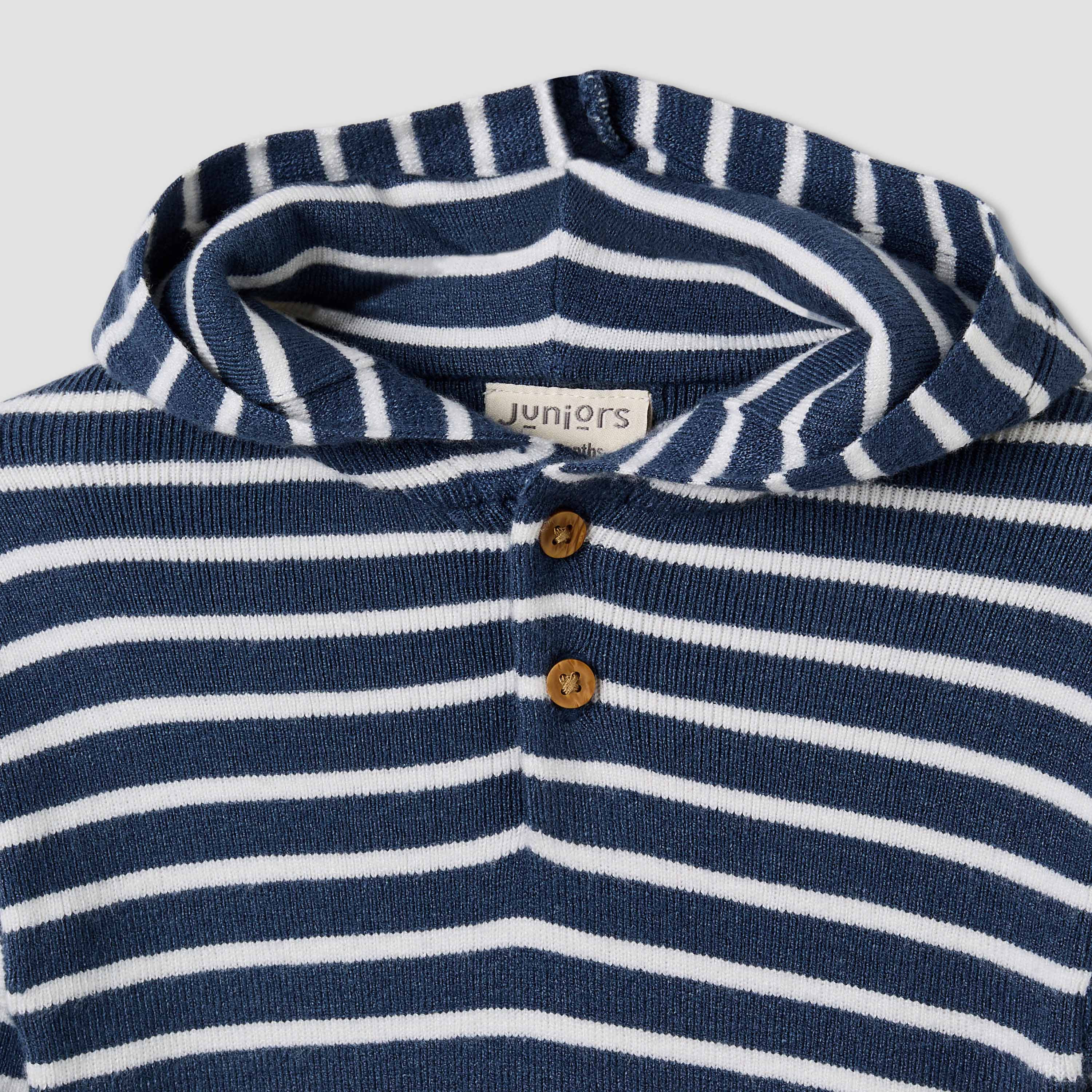 Juniors Hooded Sleepsuit with Stripes - Cotton - Long Sleeves-baby-boys-clothing-winterwear-sleepsuits-image-3