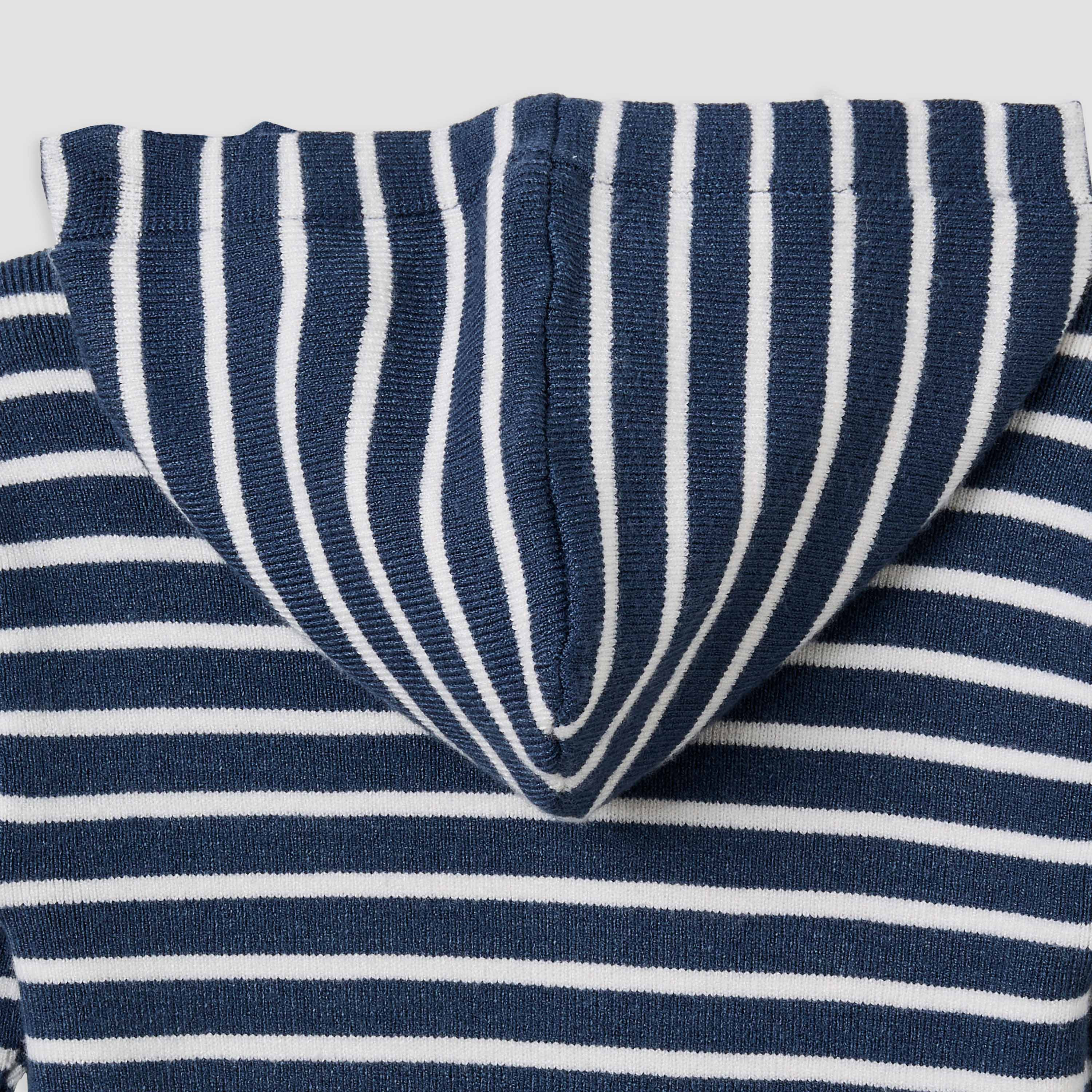 Juniors Hooded Sleepsuit with Stripes - Cotton - Long Sleeves-baby-boys-clothing-winterwear-sleepsuits-image-5
