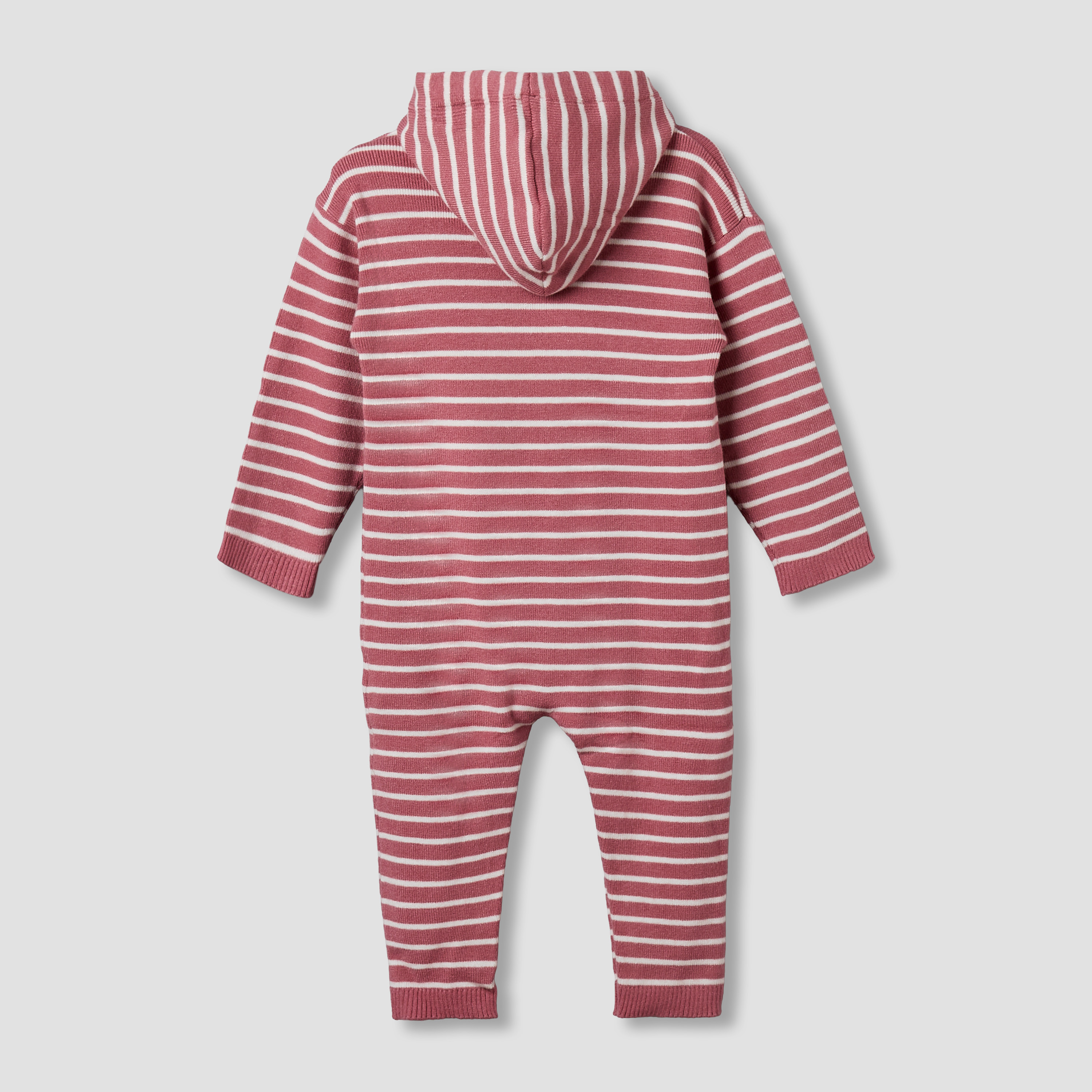 Juniors Cotton Hooded Long Sleeves Sleepsuit with Stripes-baby-girls-clothing-nightwear-sleepsuits-image-2