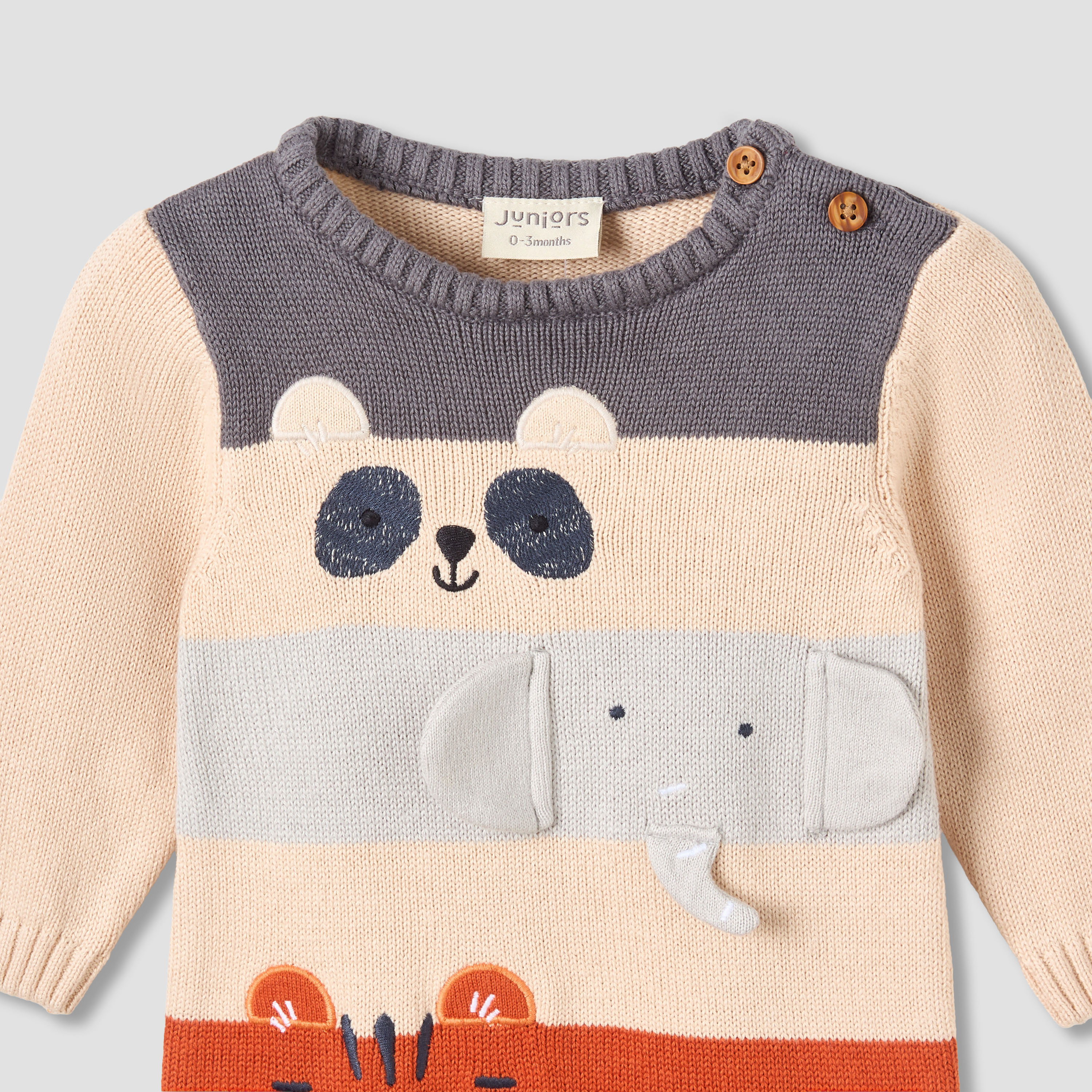 Juniors Cotton Round Neck Long Sleeves Sleepsuit with Animal Applique-baby-boys-clothing-winterwear-sleepsuits-image-3