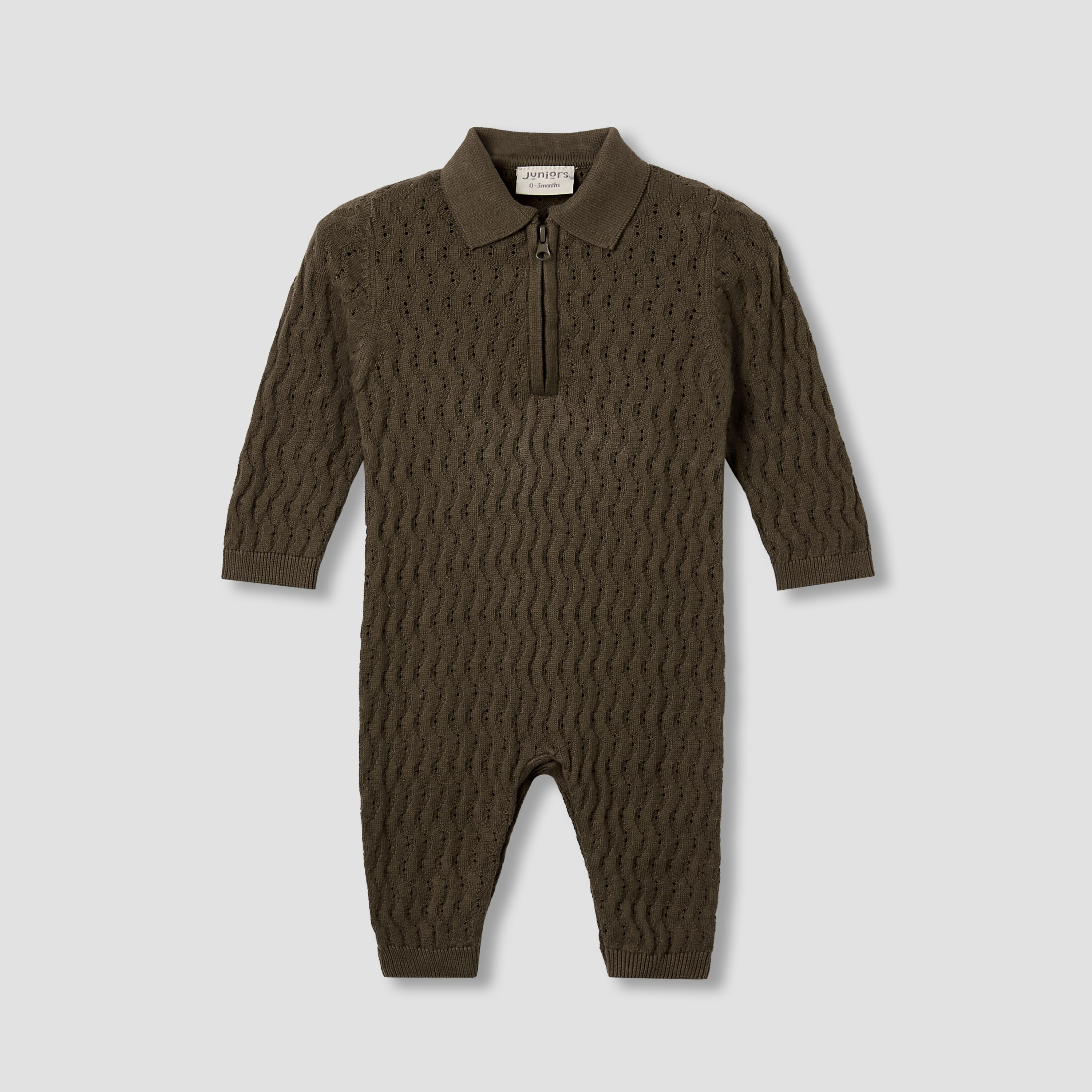 Juniors Collared Sleepsuit with Zip Closure - Cotton - Long Sleeves-baby-boys-clothing-winterwear-sleepsuits-image-1