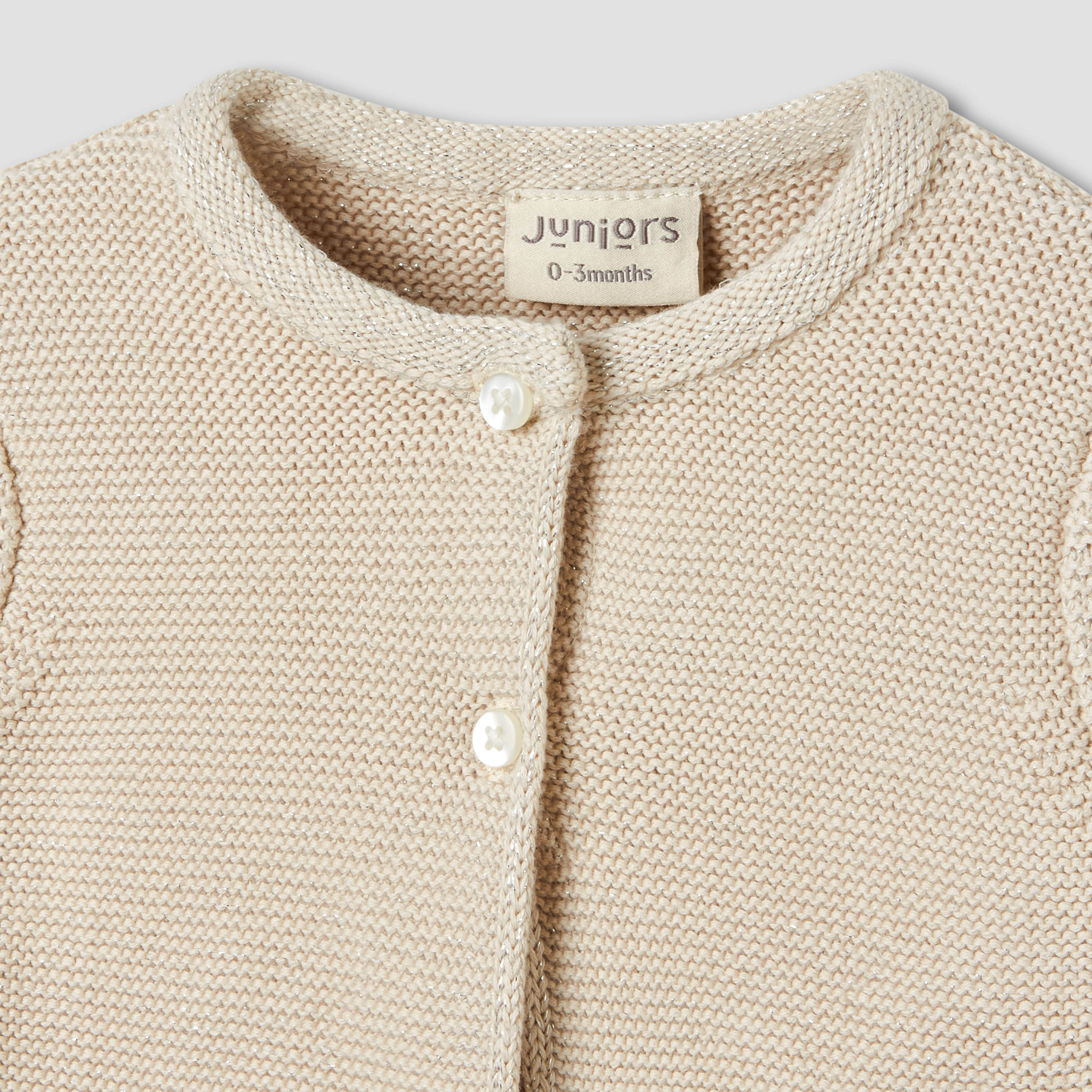 كارديجان قطن بياقة ضيقة وأكمام طويلة وحافة صدفية من جونيورز-baby-girls-clothing-jumpersandcardigans-image-2