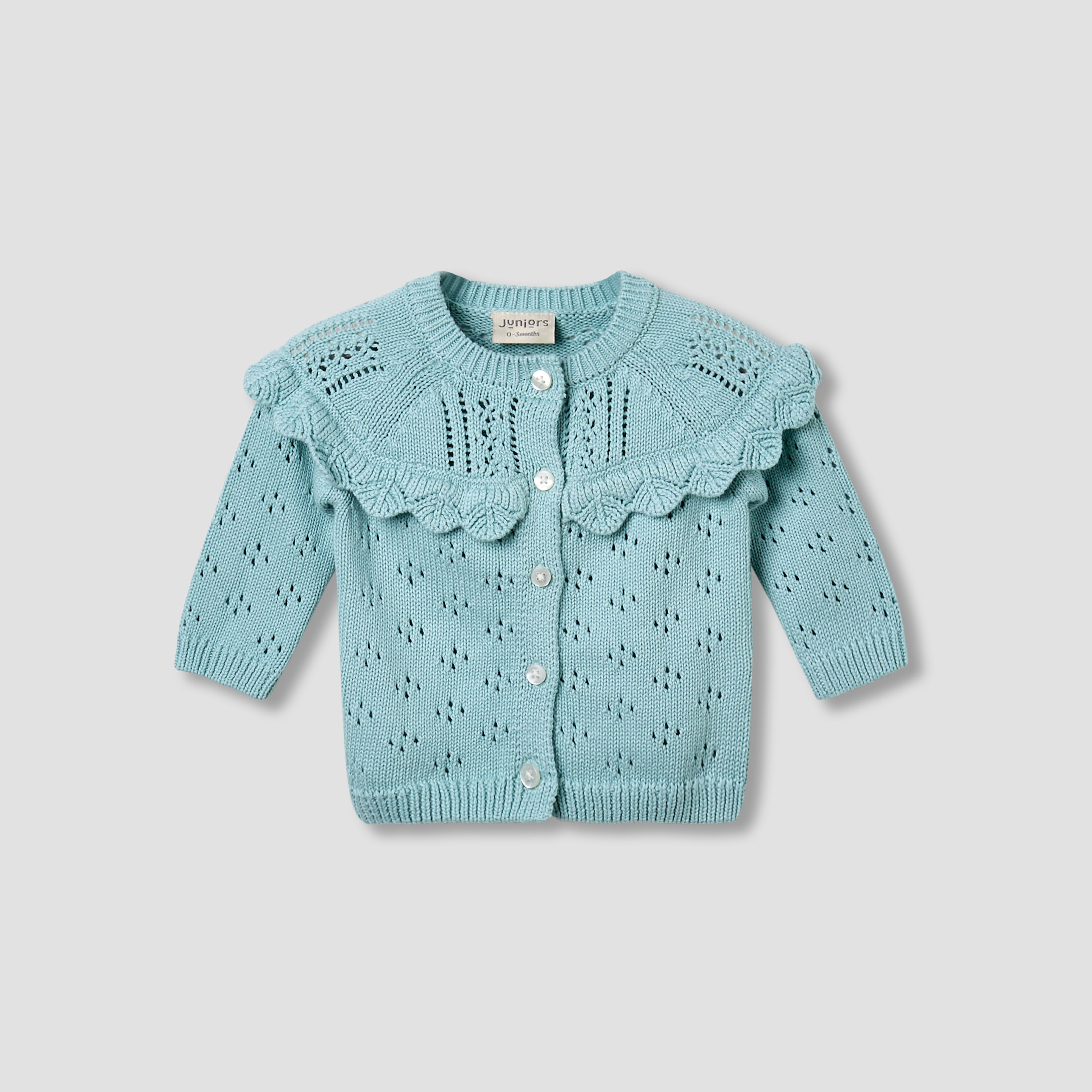 Juniors Girls Round Neck Cardigan with Knit Texture - Cotton - Long Sleeves-baby-girls-clothing-winterwear-jumpersandcardigans-image-1