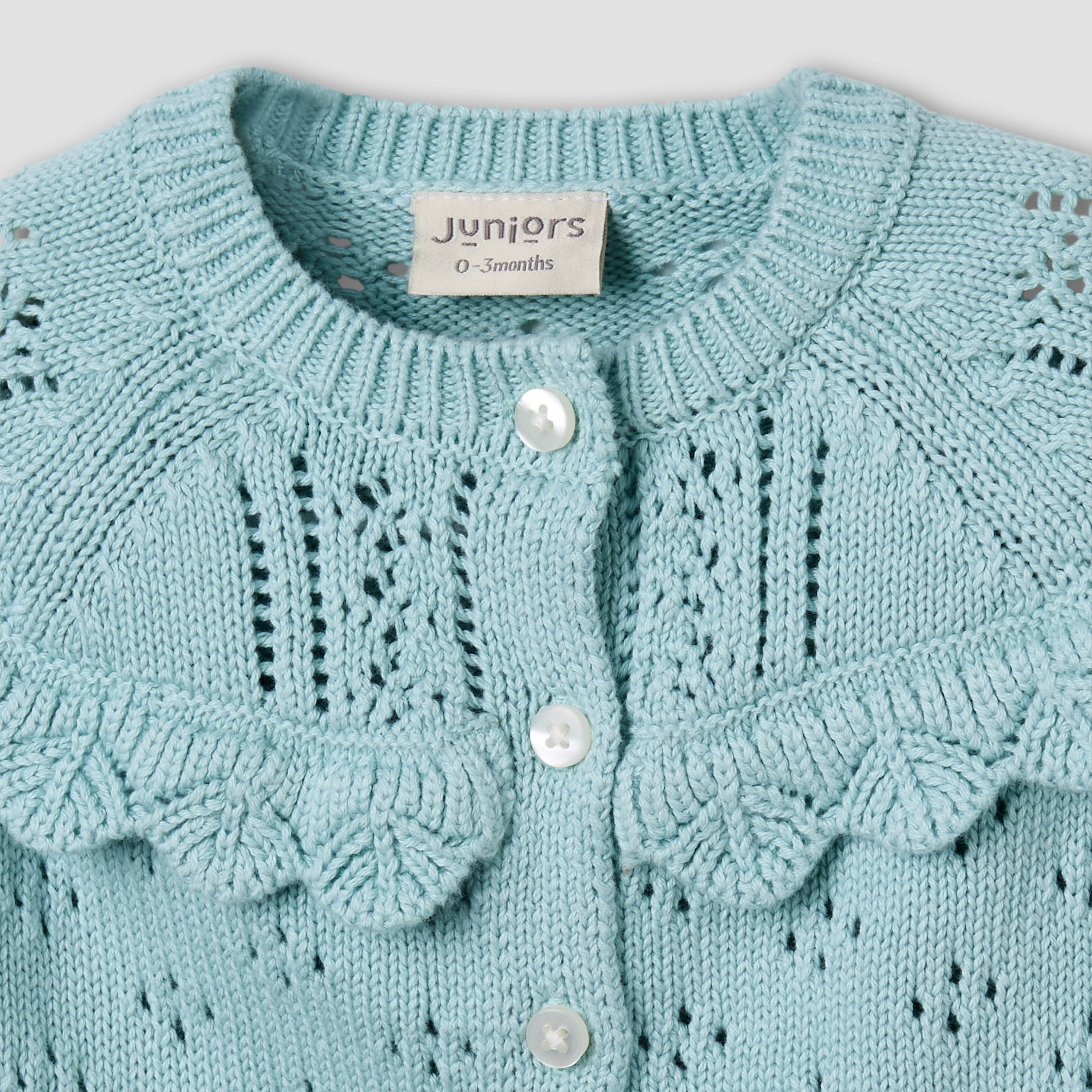 Juniors Girls Round Neck Cardigan with Knit Texture - Cotton - Long Sleeves-baby-girls-clothing-winterwear-jumpersandcardigans-image-3