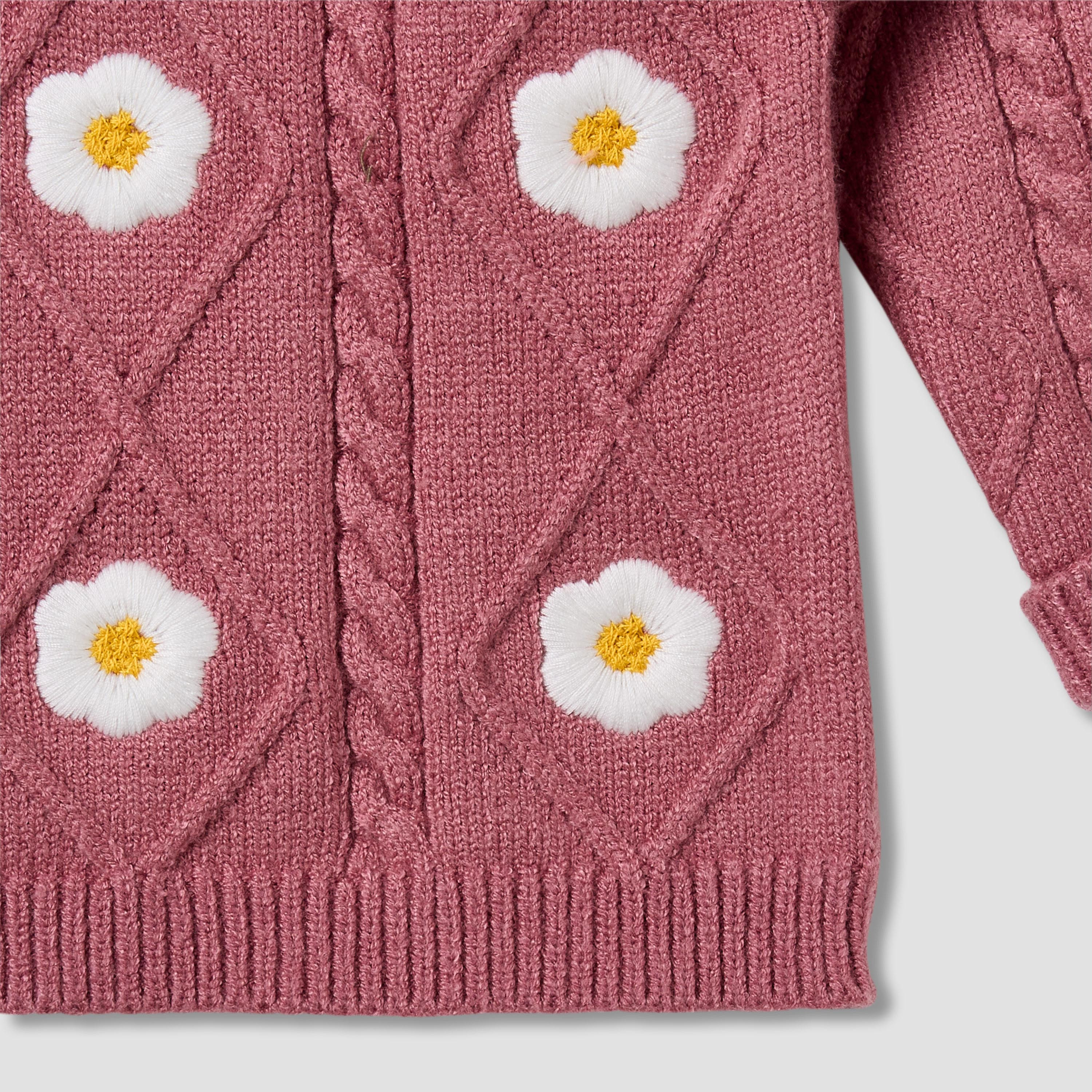 Juniors Girls Round Neck Sweater with Floral Embroidery - Long Sleeves-baby-girls-clothing-winterwear-jumpersandcardigans-image-4