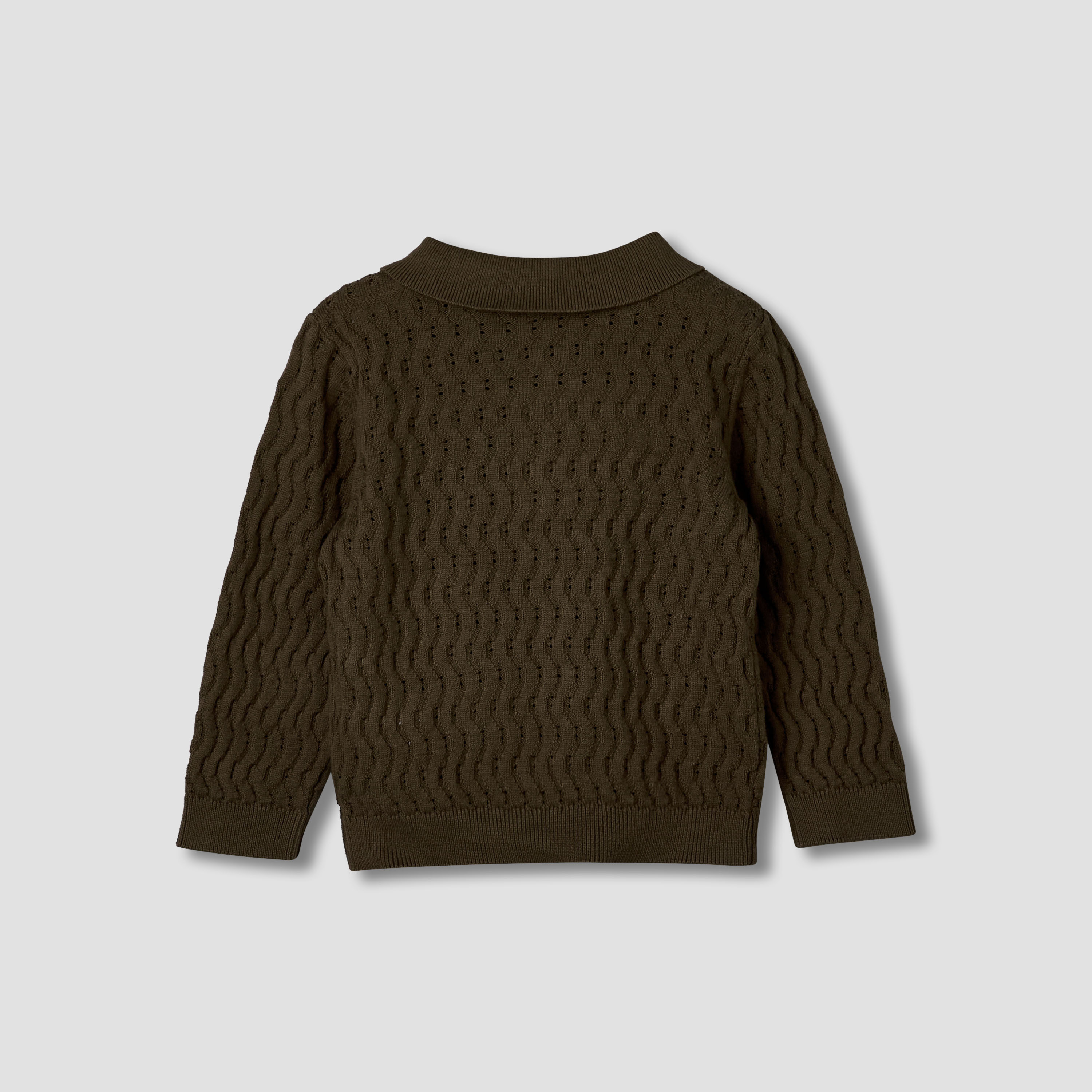 Juniors Cotton Polo Collar Long Sleeves Sweater with Texture Design-baby-boys-clothing-jumpersandcardigans-image-2