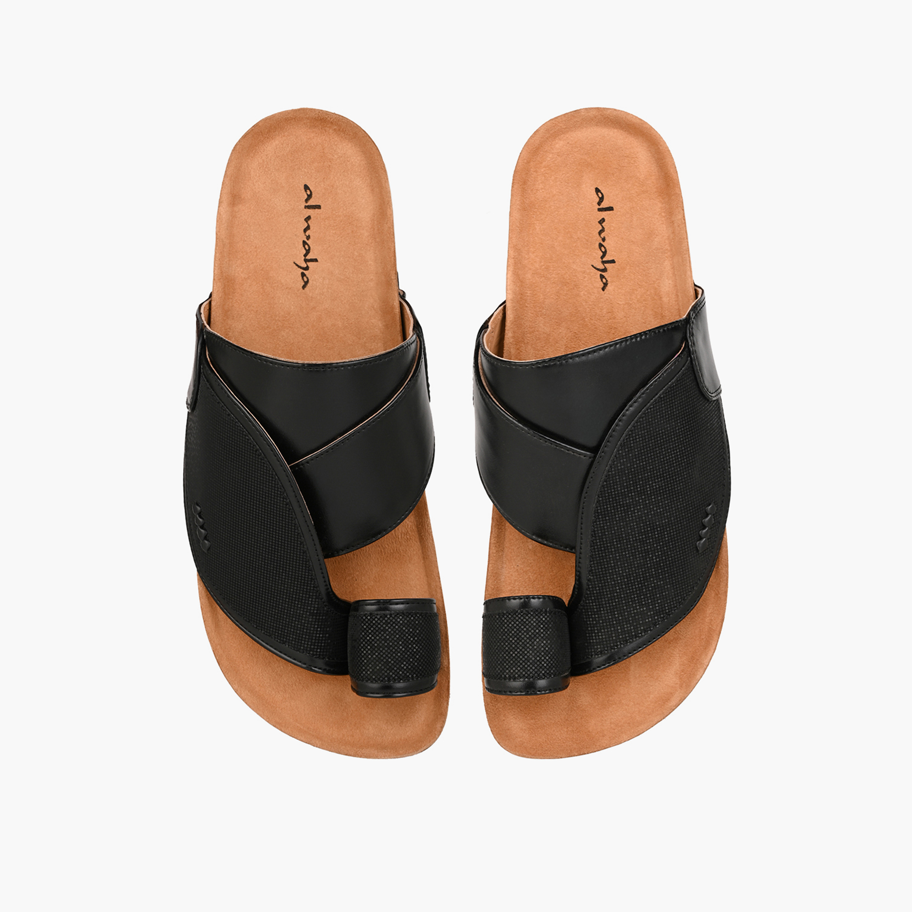 Al Waha Men Textured Leather Arabic Sandals-men-shoes-sandals-image-1