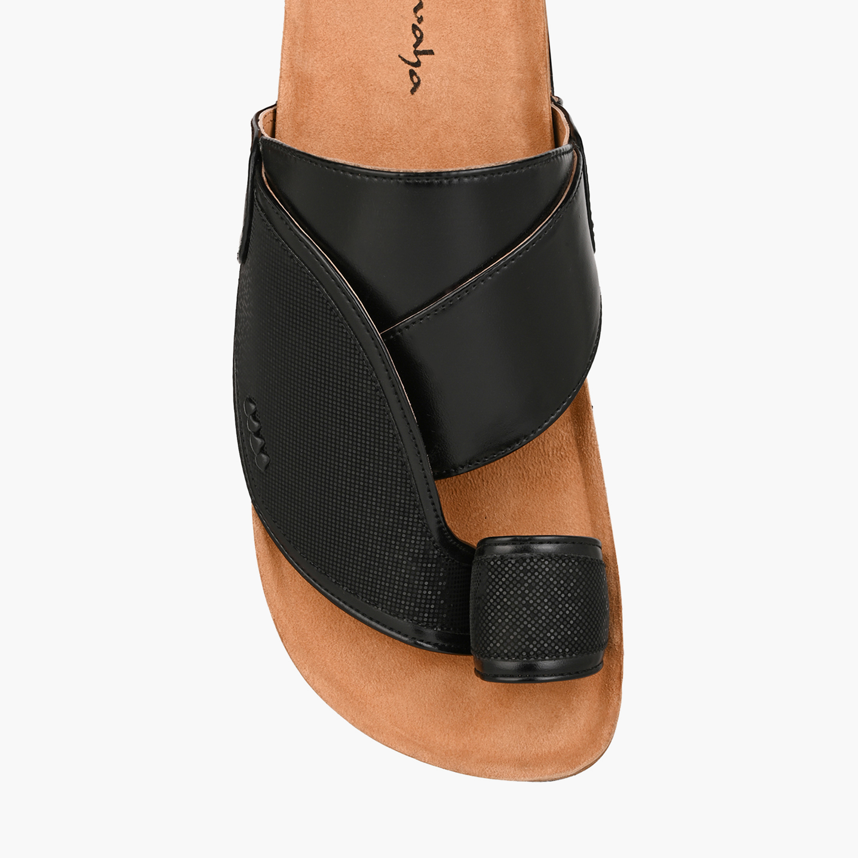 Al Waha Men Textured Leather Arabic Sandals-men-shoes-sandals-image-4