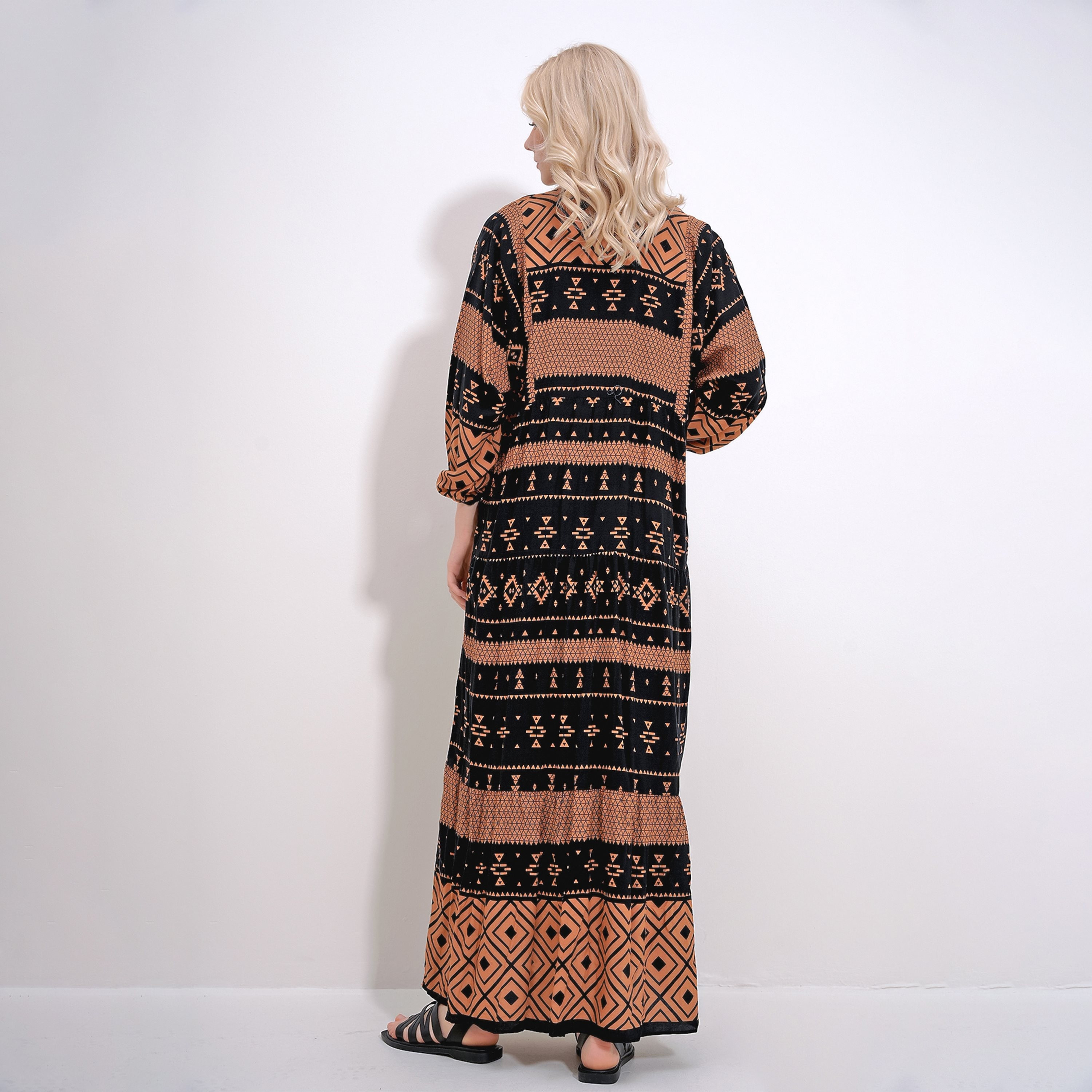تريند ألاجاتي ستايل فستان ماكسي نسائي متعدد الألوان بطبقات وكشكشة بزخارف عرقية-women-clothing-dresses-image-3