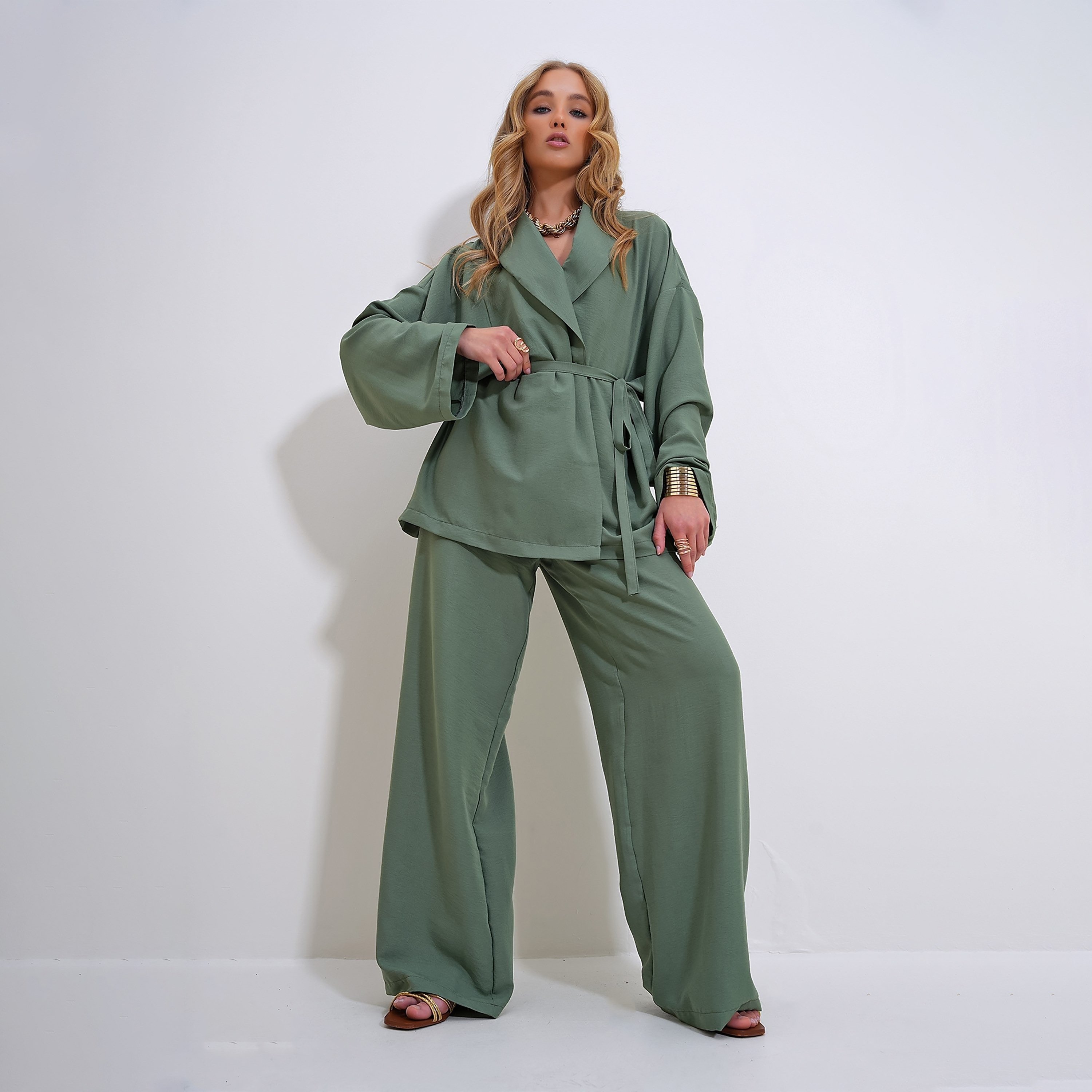 تريند ألاجاتي ستايل طقم نسائي متناسق من قطعتين: بليزر بياقة شال وبنطلون-women-clothing-coordsets-image-11