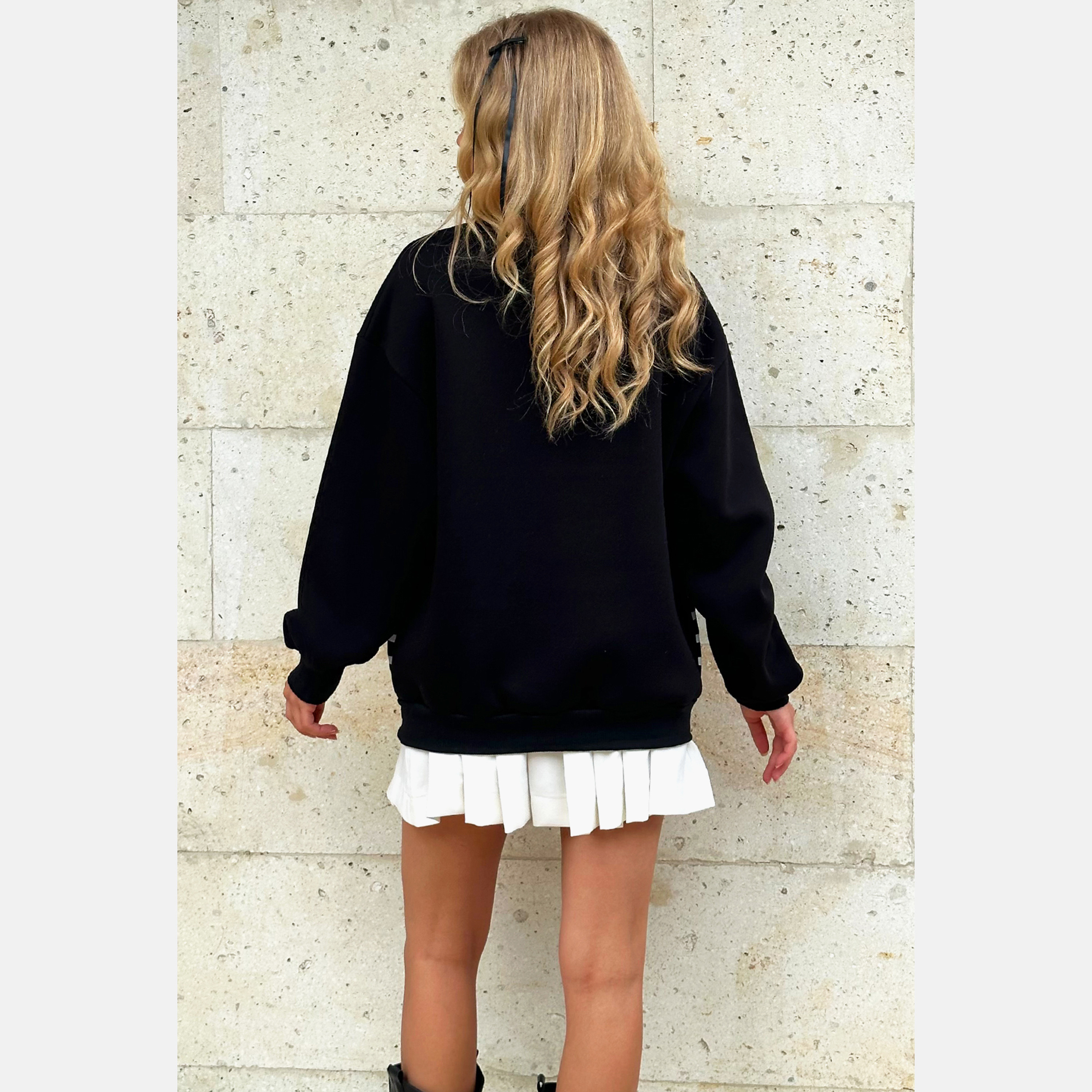 تريند ألاجاتي ستايل سويت شيرت نسائي أسود مخطط بياقة عالية-women-clothing-hoodiesandsweatshirts-sweatshirts-image-3