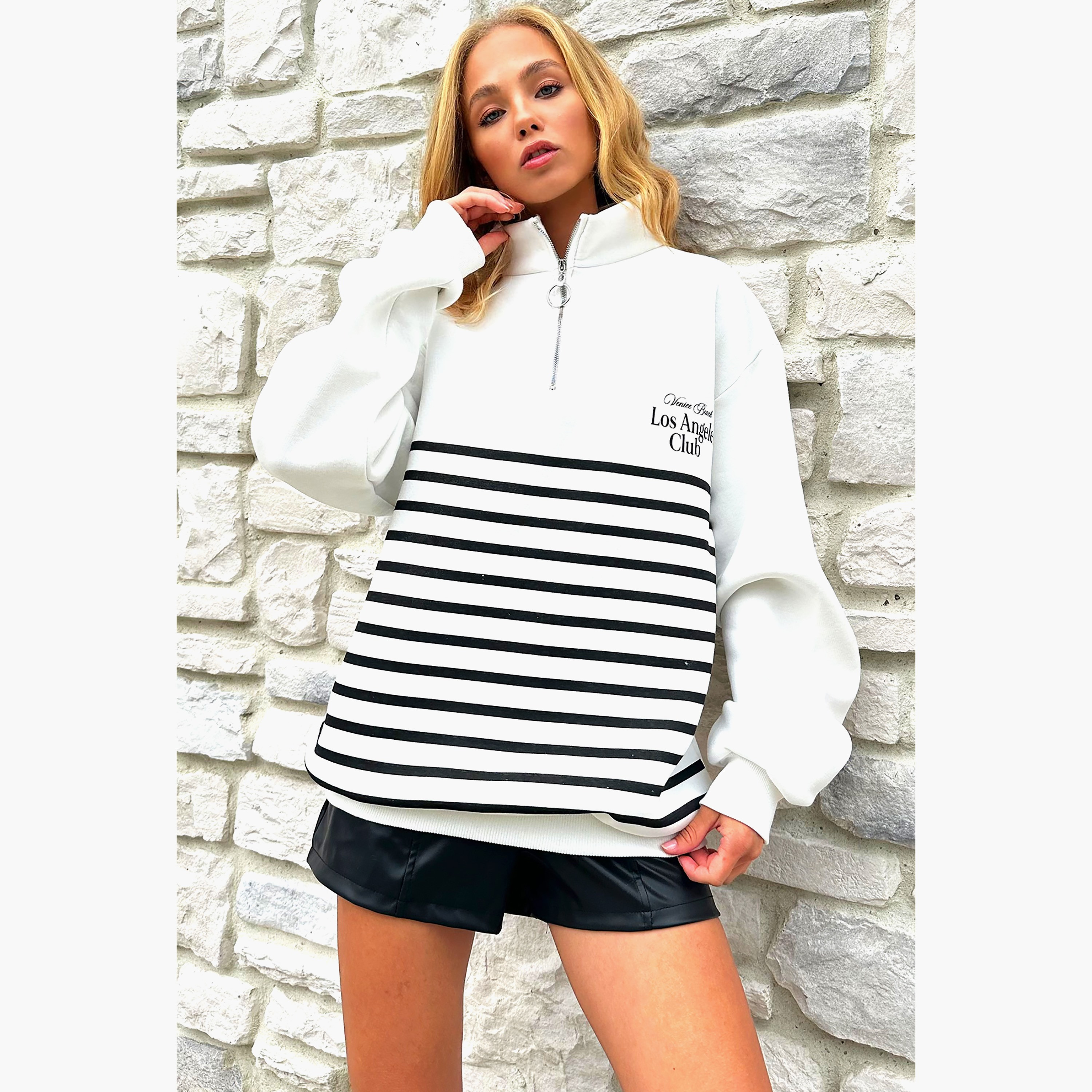 تريند ألاجاتي ستايل سويت شيرت نسائي أسود مخطط بياقة عالية-women-clothing-hoodiesandsweatshirts-sweatshirts-image-6