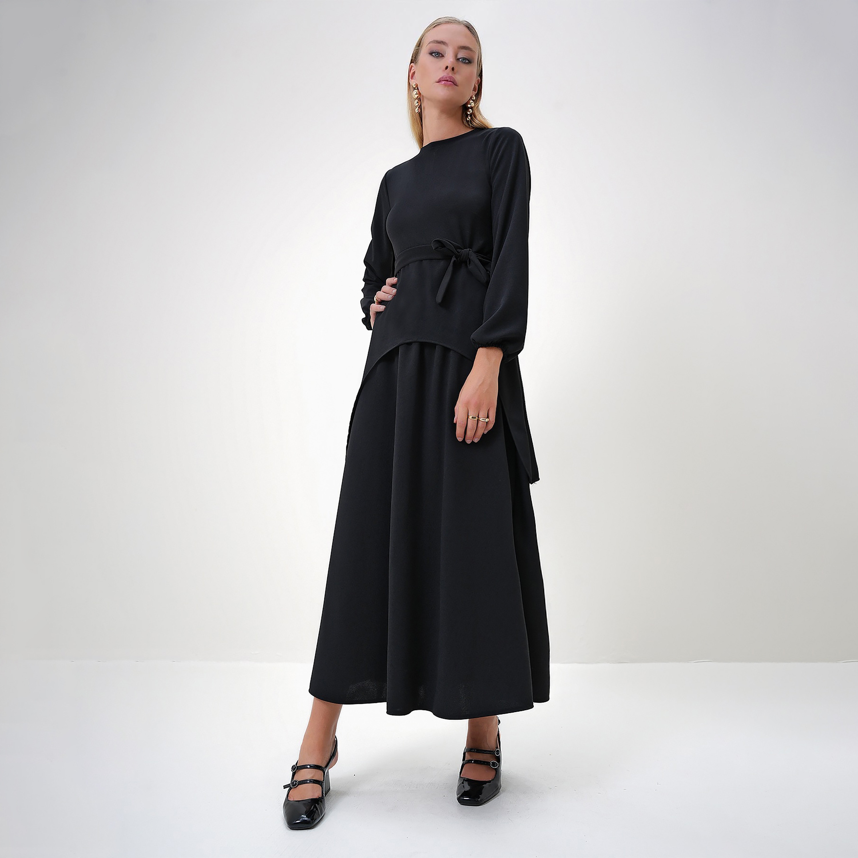 تريند ألاجاتي ستايل طقم تونيك وتنورة نسائي أسود-women-clothing-coordsets-image-1