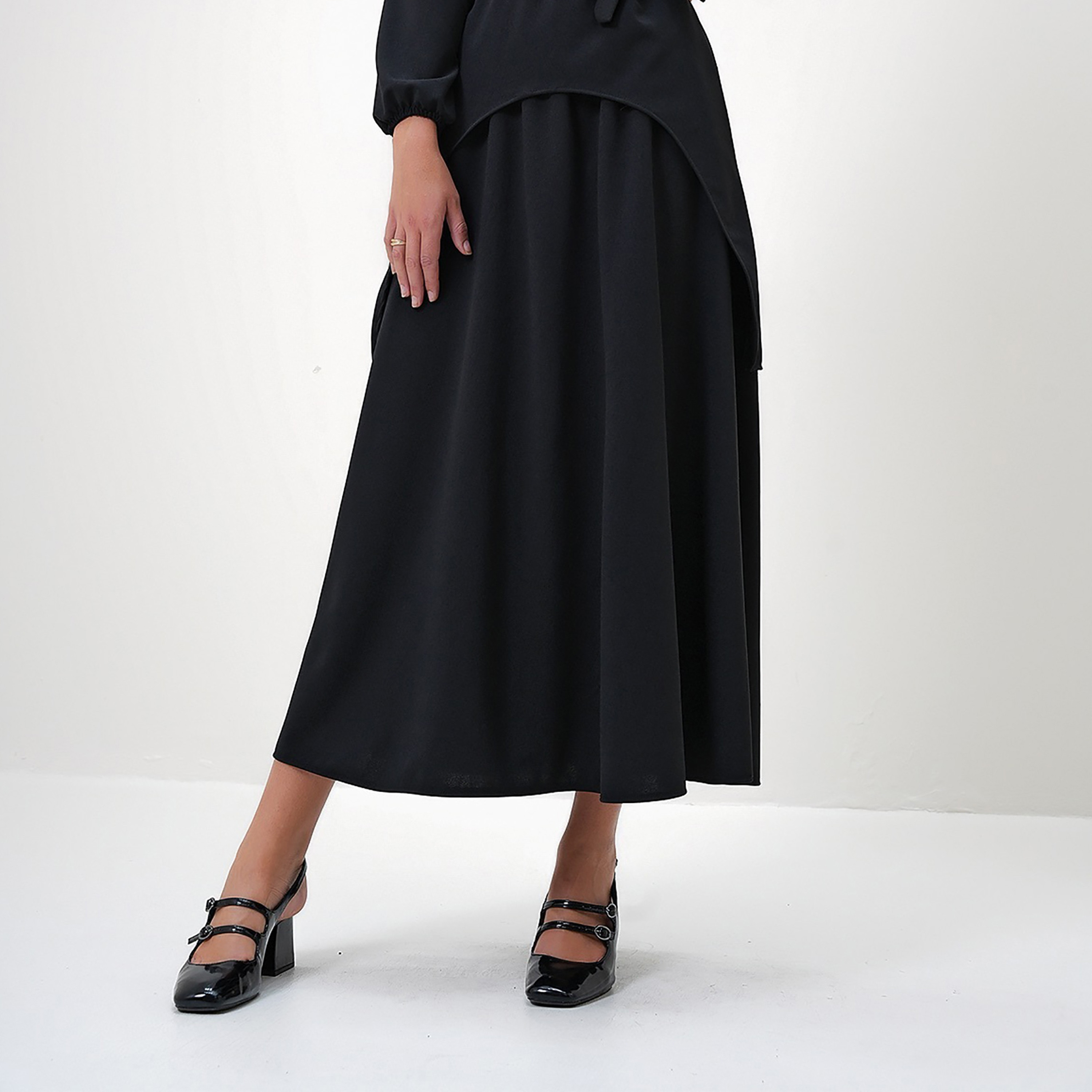 تريند ألاجاتي ستايل طقم تونيك وتنورة نسائي أسود-women-clothing-coordsets-image-3