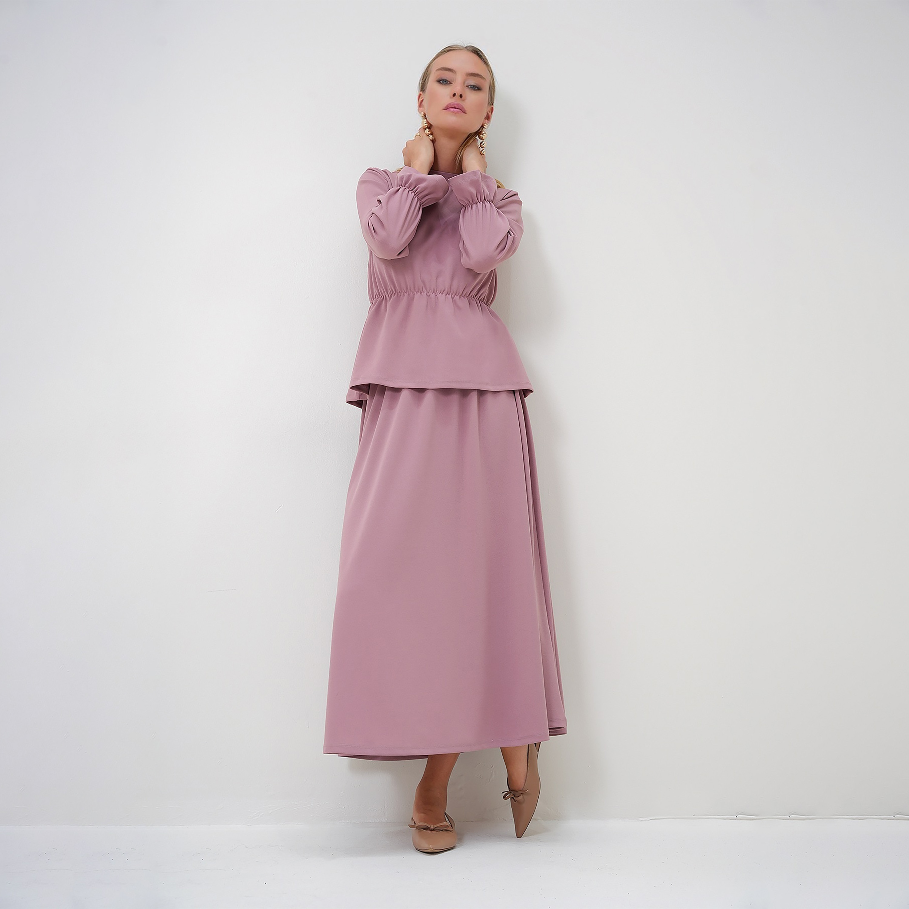 تريند ألاجاتي ستايل طقم تونيك وتنورة نسائي بنفسجي-women-clothing-coordsets-image-1