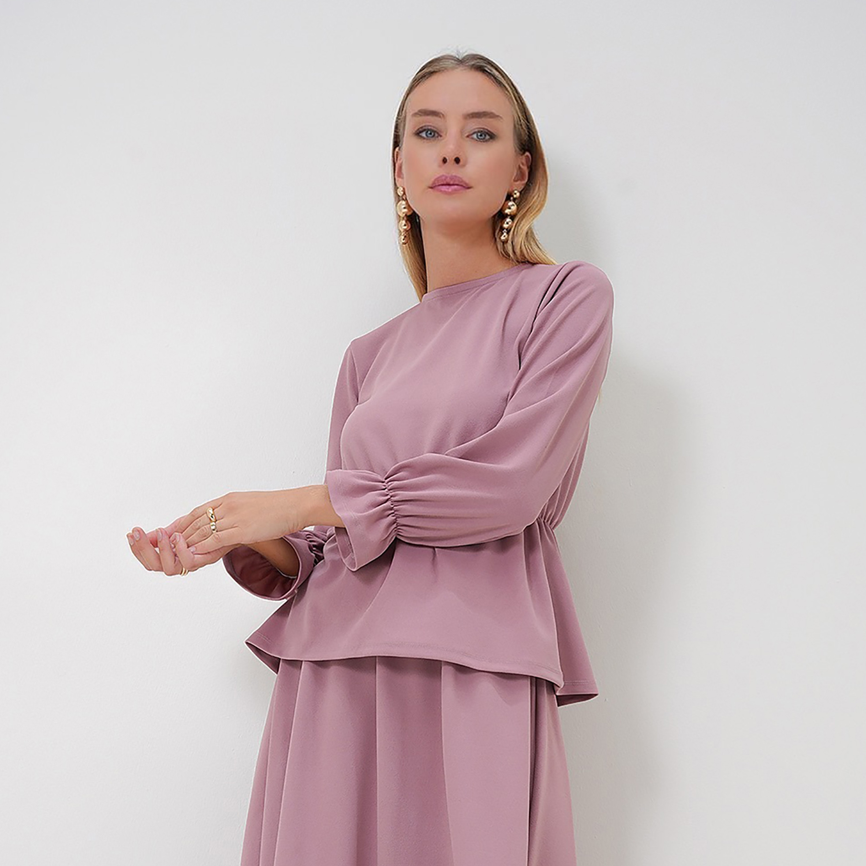 تريند ألاجاتي ستايل طقم تونيك وتنورة نسائي بنفسجي-women-clothing-coordsets-image-2
