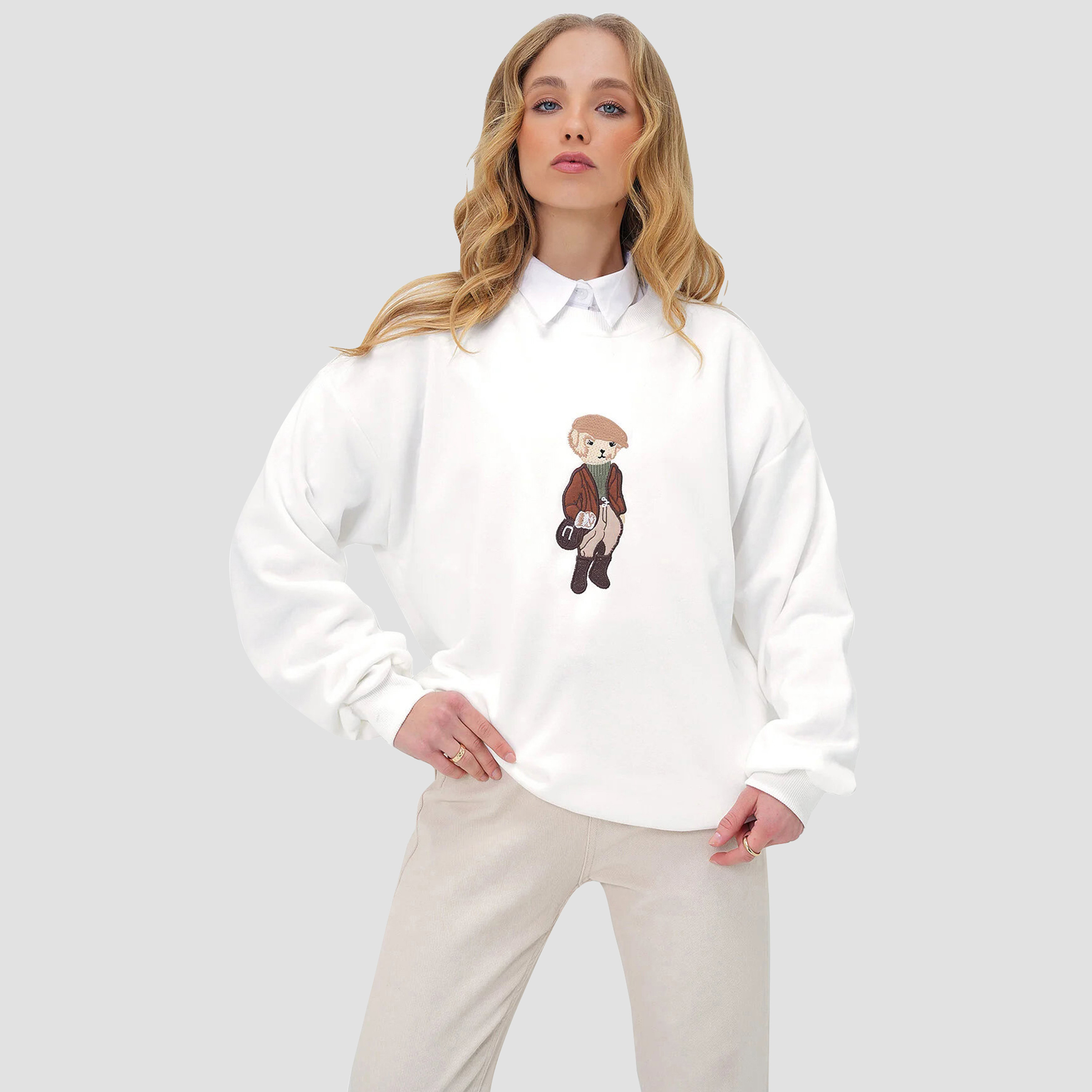 تريند ألاجاتي ستايل سويت شيرت نسائي أبيض مطرّز بأكمام ساقطة-women-clothing-hoodiesandsweatshirts-sweatshirts-image-1