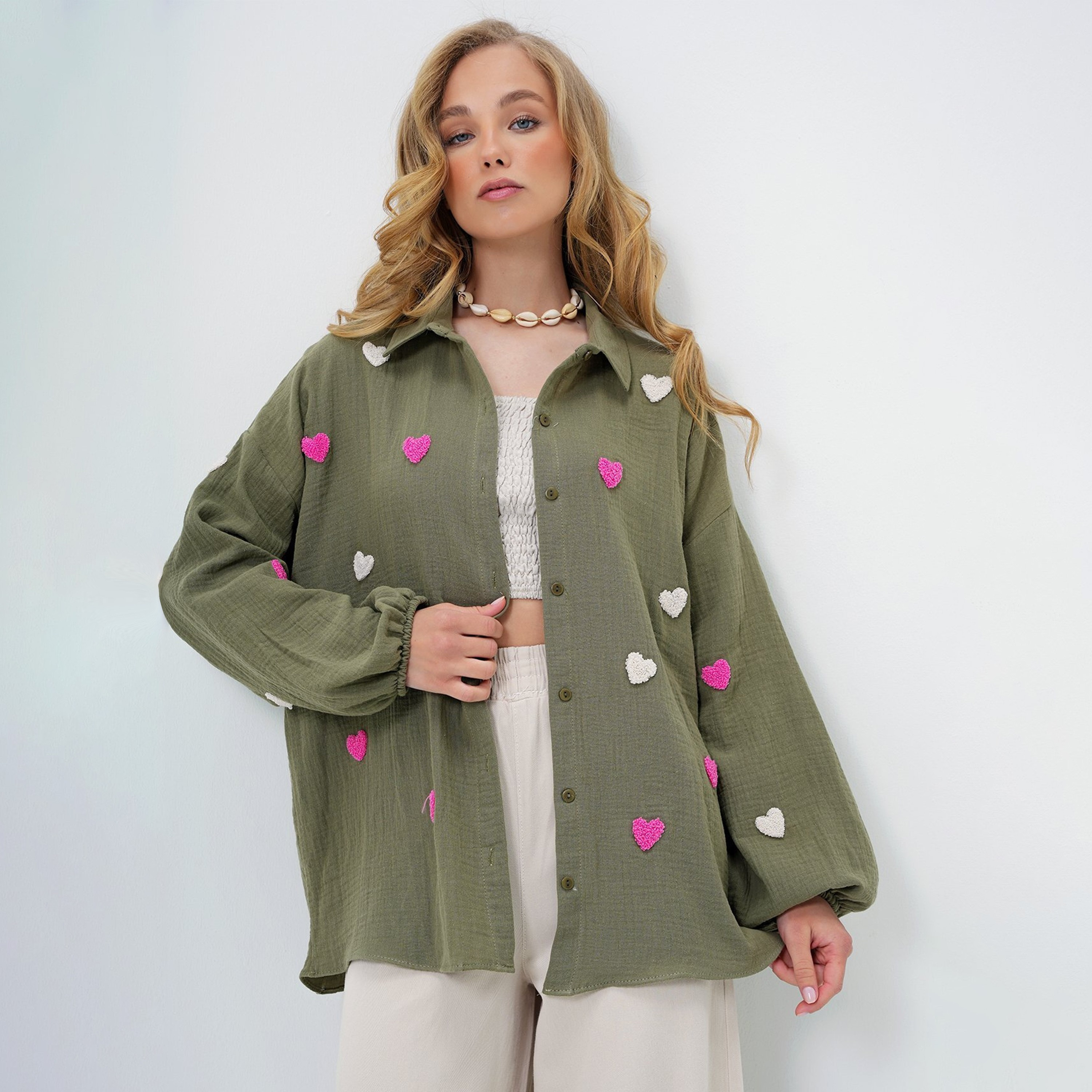 Trend Alacati Stili Heart Embroidered Collared Women's Shirt-women-clothing-shirtsandblouses-shirts-image-2