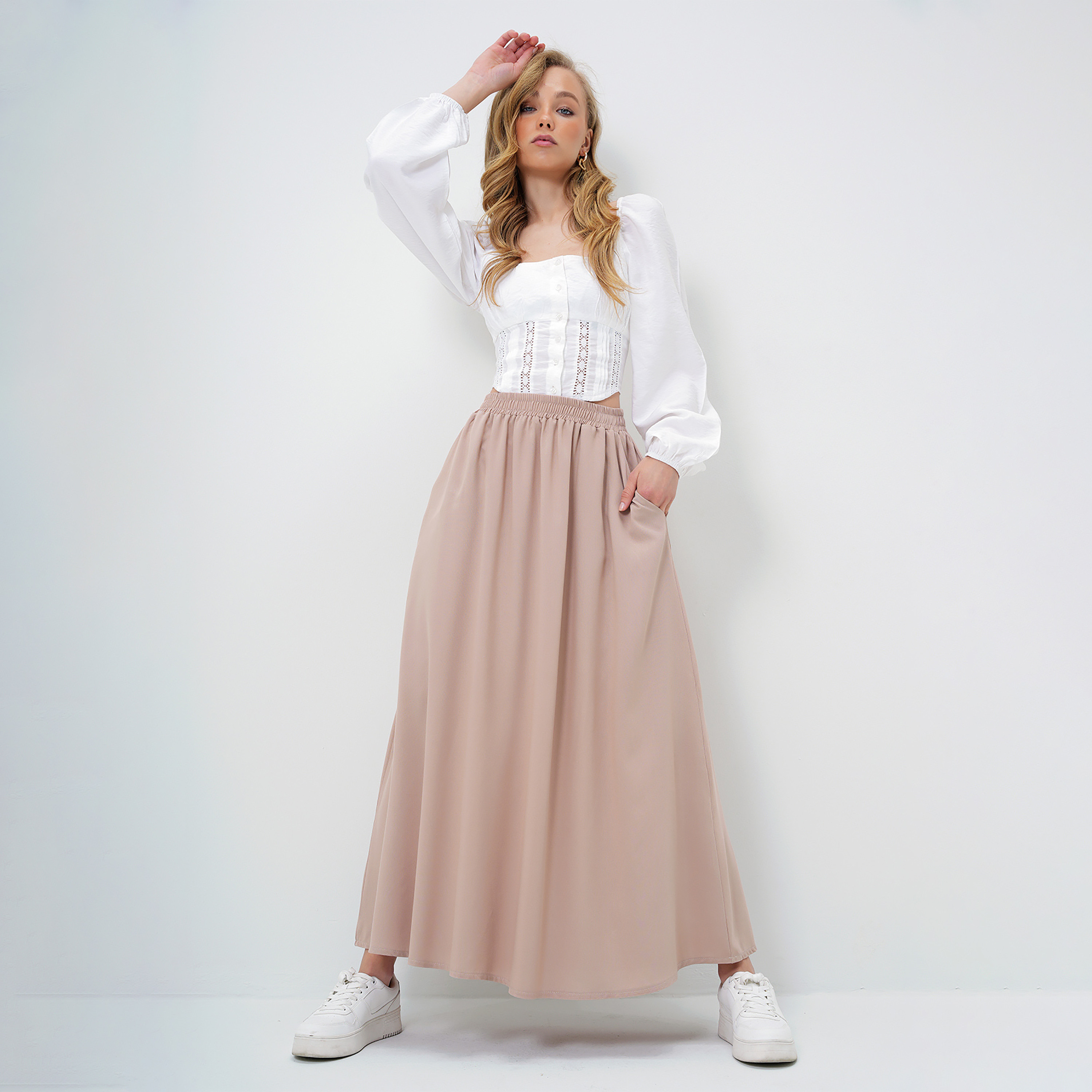 Trend Alacati Stili Flared Women's Maxi Skirt-women-clothing-bottoms-skirts-image-2