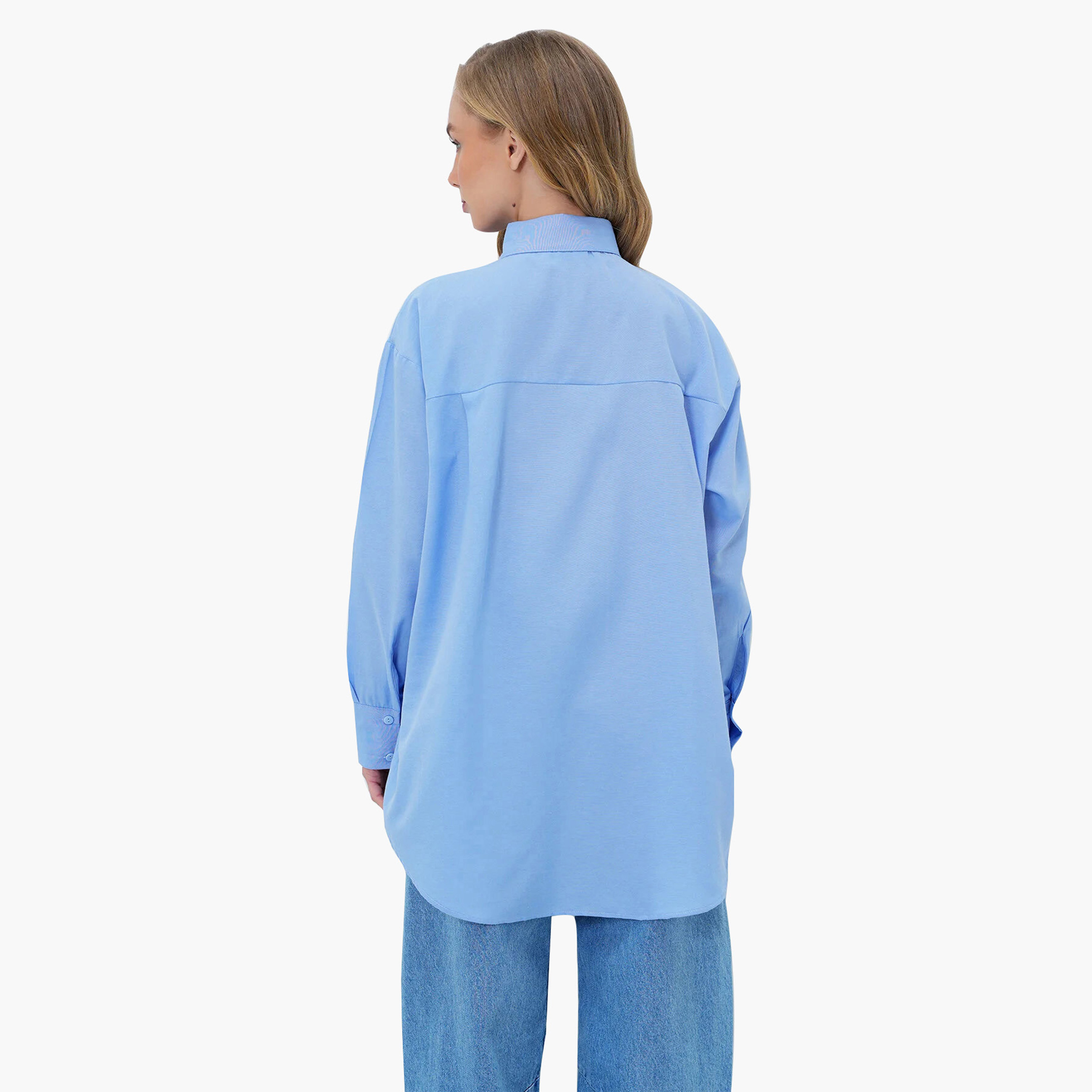 تريند ألاجاتي ستايل قميص نسائي أزرق من القطن بتطريز كريستالي وياقة وأكمام ساقطة-women-clothing-shirtsandblouses-shirts-image-4