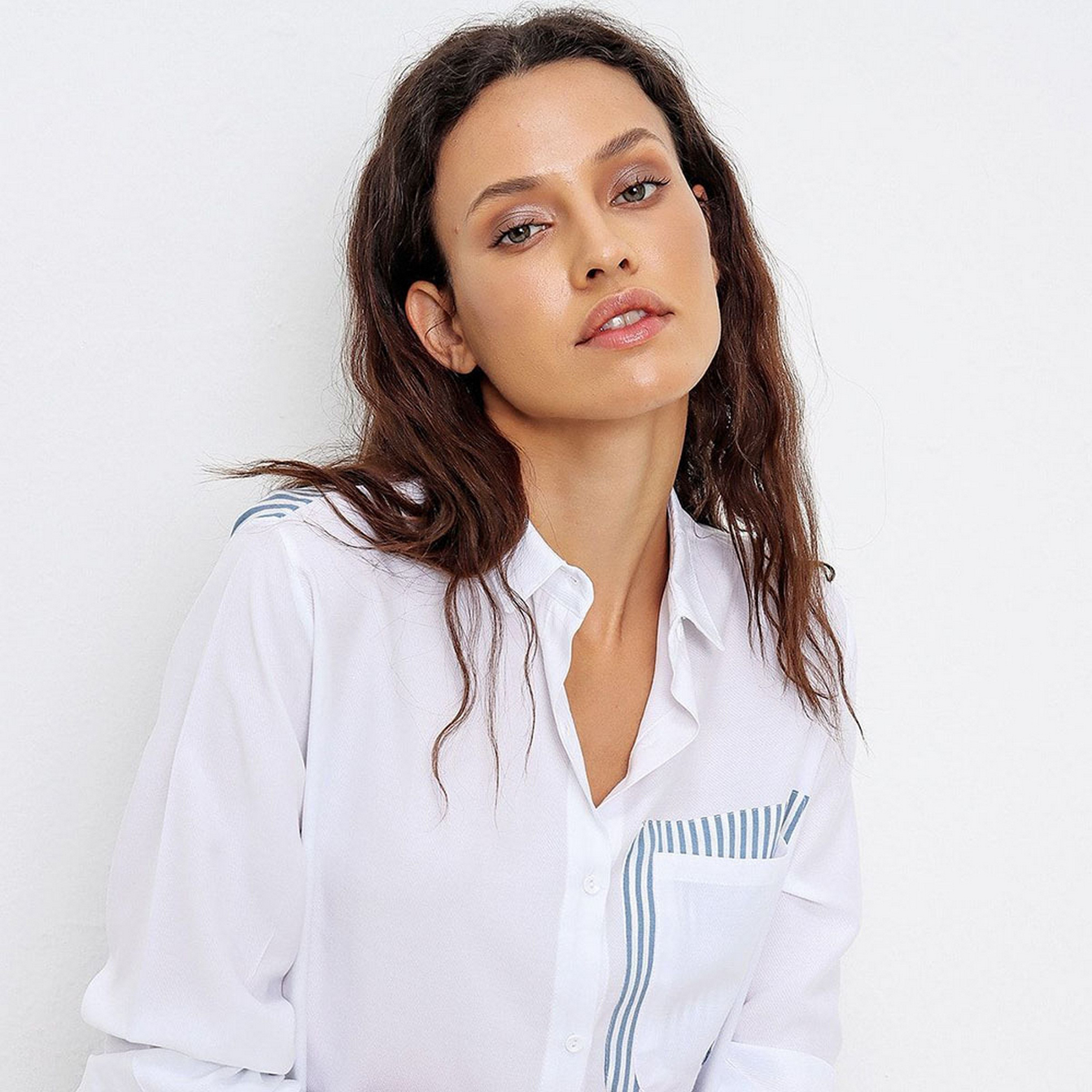 Trend Alacati Stili Colour-Blocked Cotton White Women's Shirt-women-clothing-shirtsandblouses-shirts-image-4