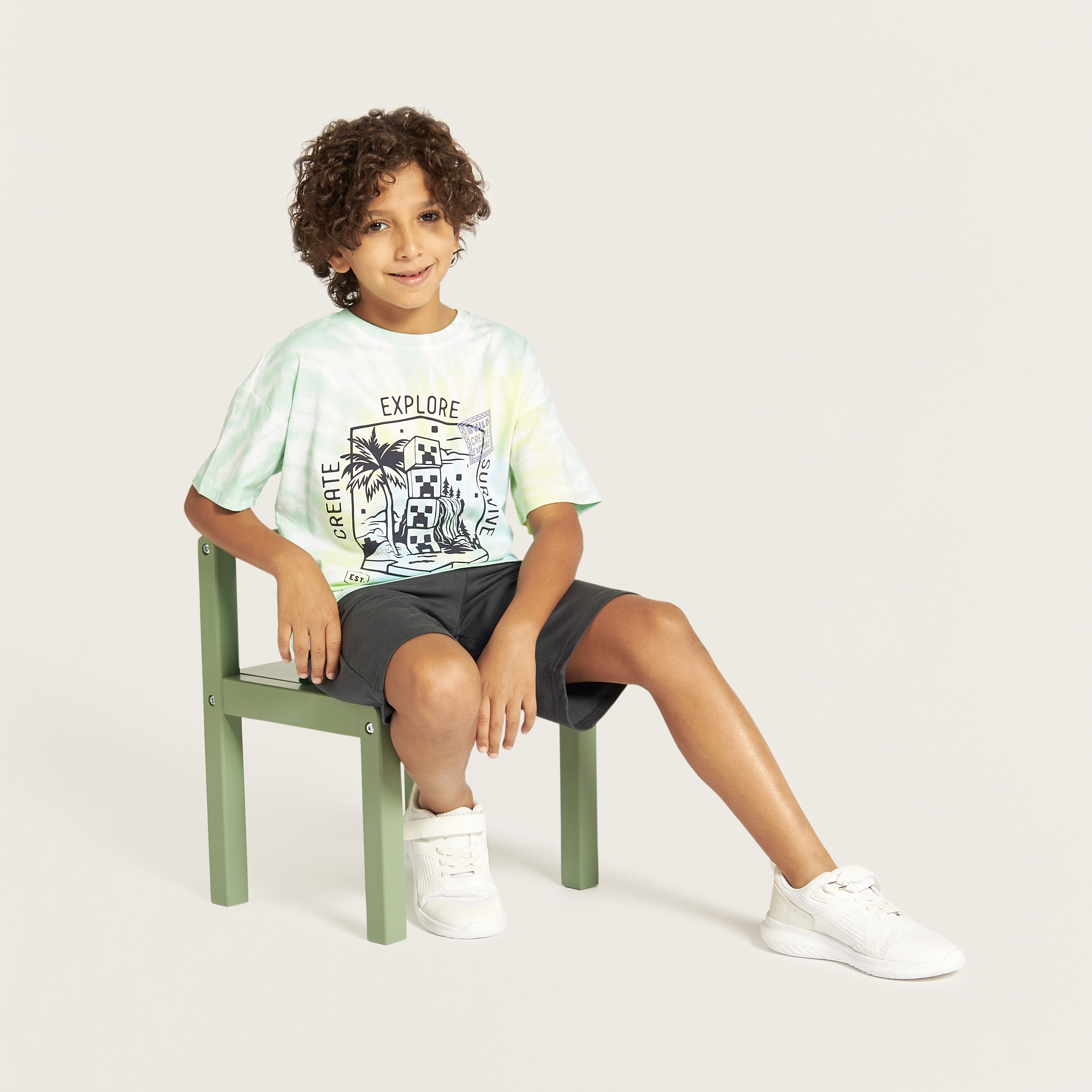 تيشيرت بياقة ضيقة وأكمام قصيرة وطبعات من ماين كرافت-boys-clothing-tshirtsandpolos-image-2