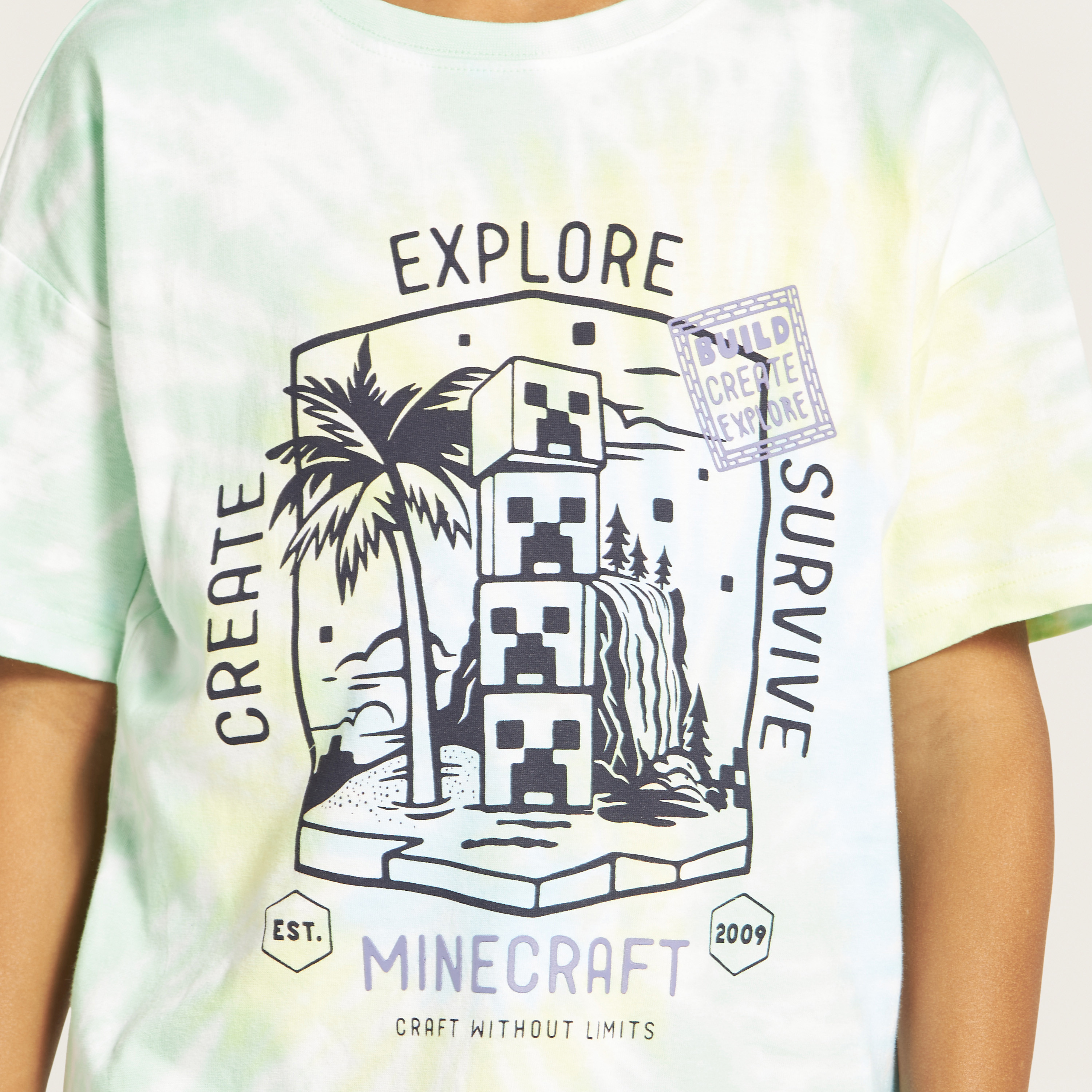 تيشيرت بياقة ضيقة وأكمام قصيرة وطبعات من ماين كرافت-boys-clothing-tshirtsandpolos-image-3