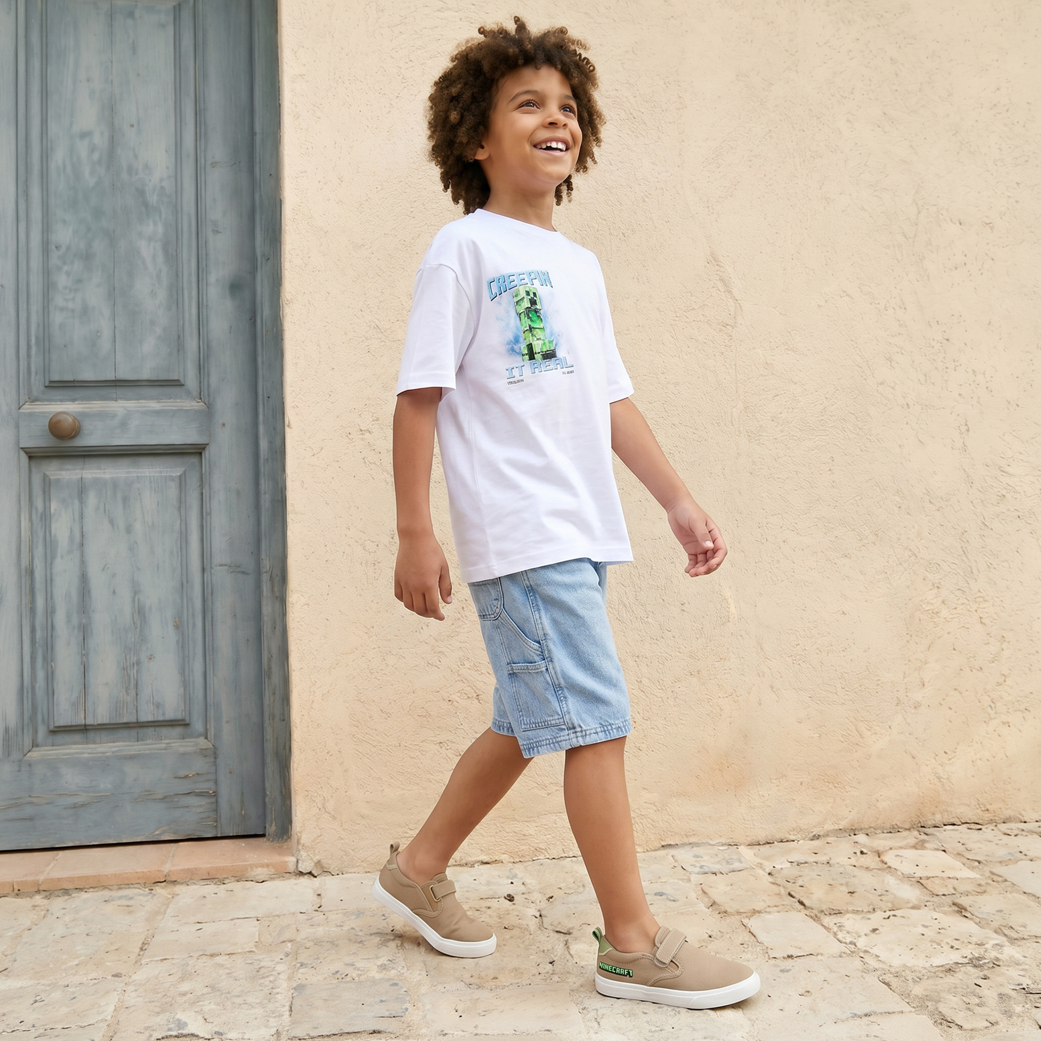 تيشيرت بياقة ضيقة وأكمام قصيرة وطبعات جرافيك من ماينكرافت-boys-clothing-tshirtsandpolos-image-2