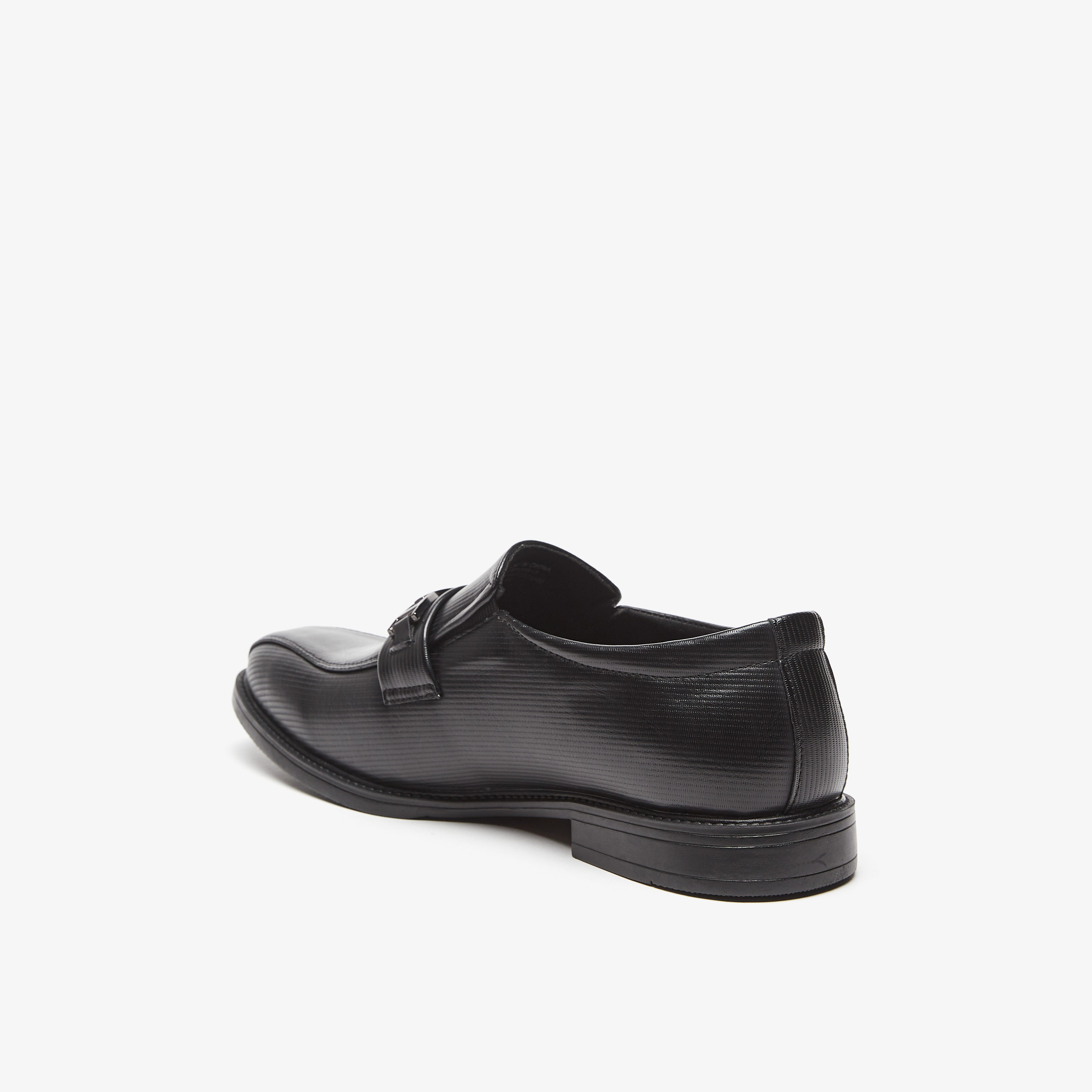 LBL By Shoexpress Textured Slip-On Loafers with Metal Accent-men-shoes-formalshoes-image-2