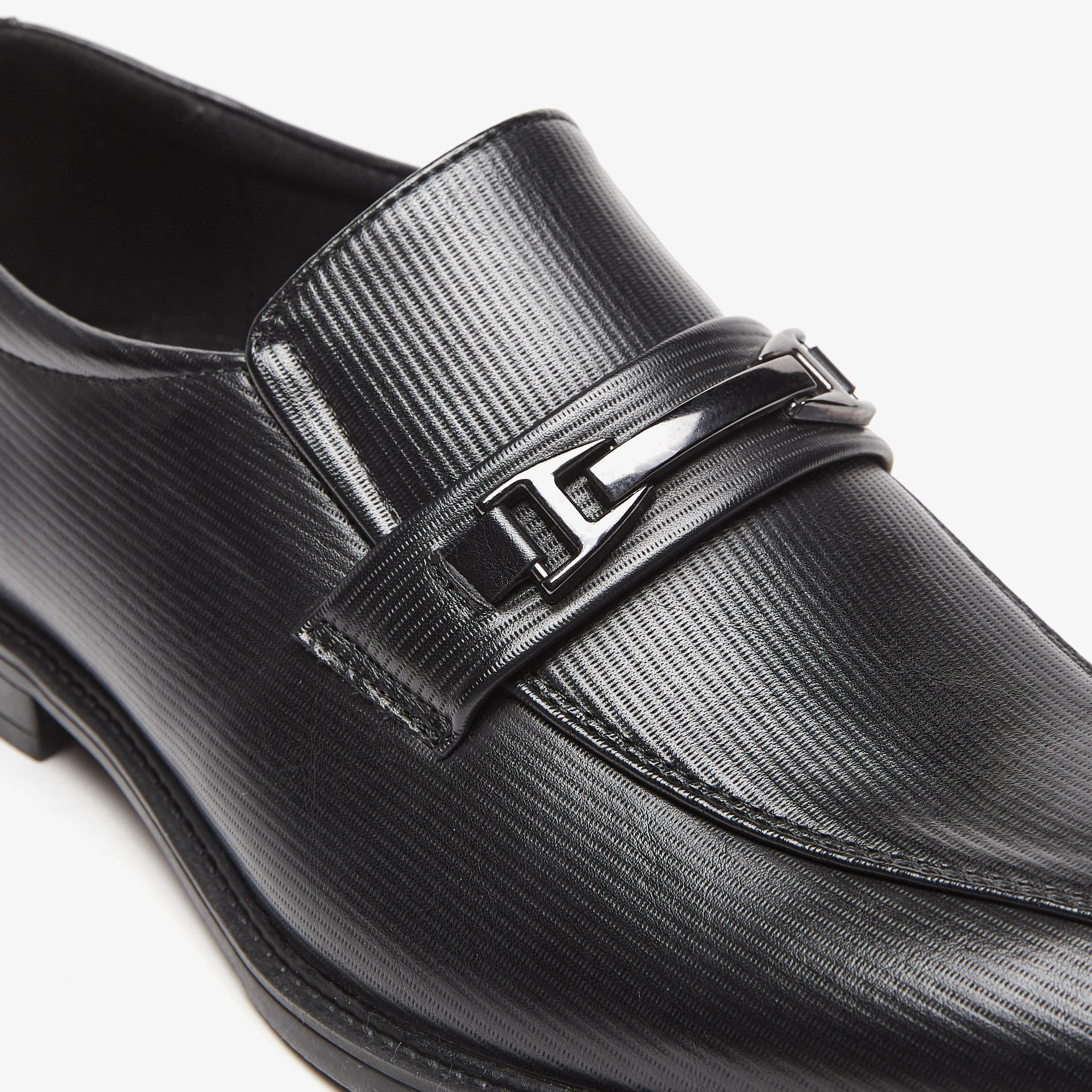 LBL By Shoexpress Textured Slip-On Loafers with Metal Accent-men-shoes-formalshoes-image-5